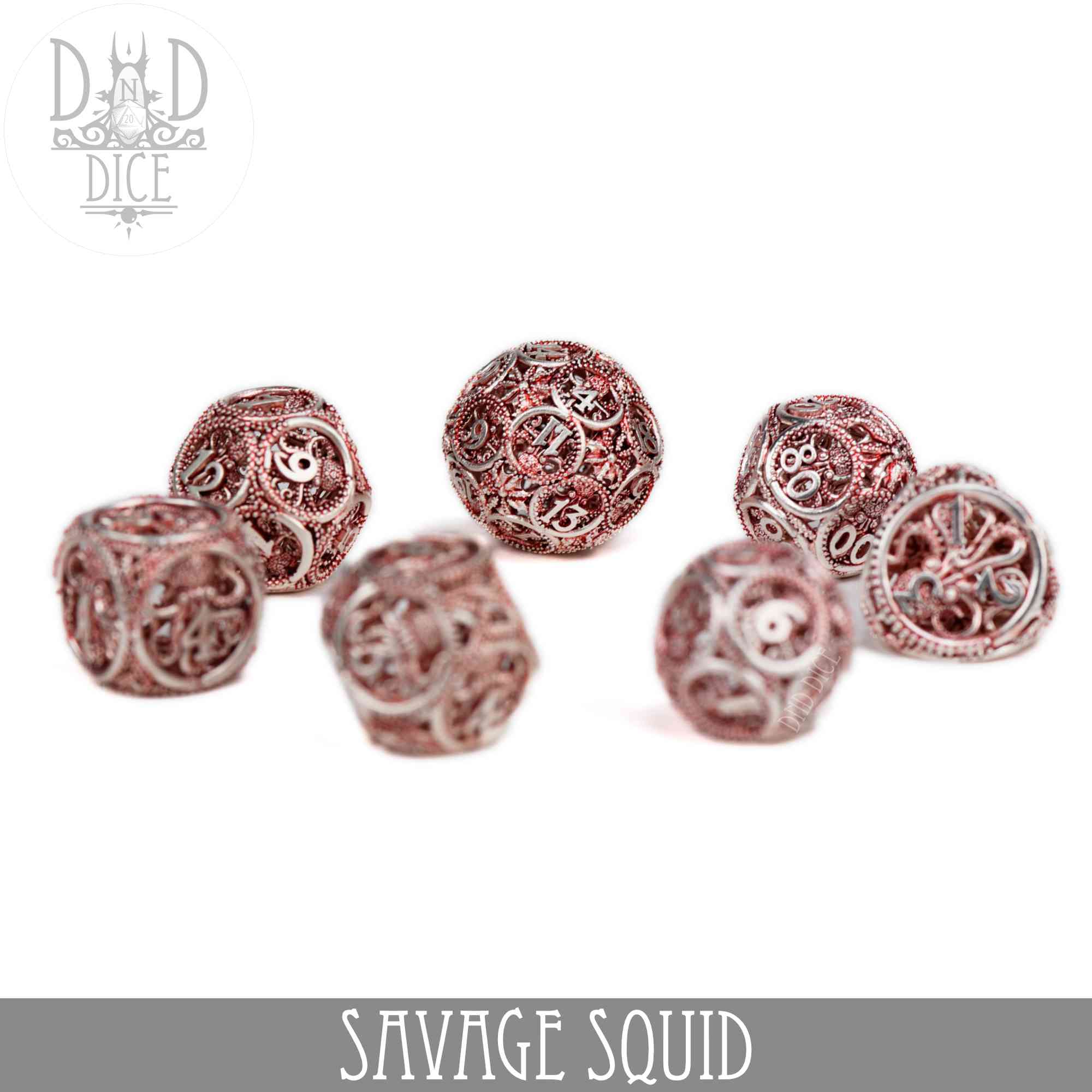 Savage Squid Metal Dice Set (Gift Box) - Bards & Cards