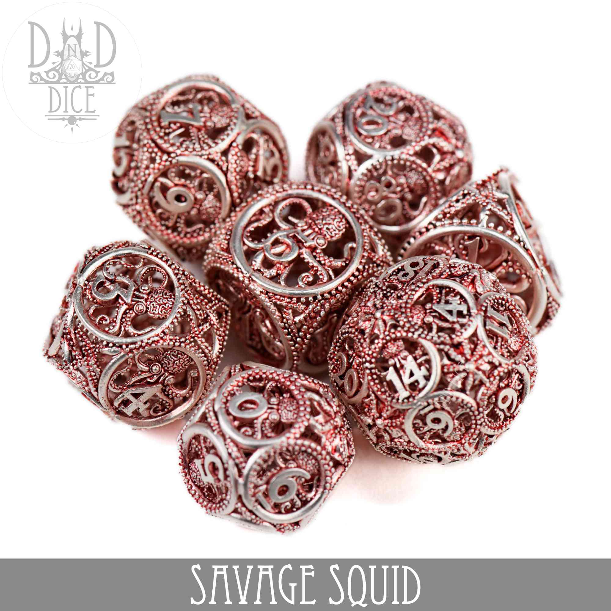 Savage Squid Metal Dice Set (Gift Box) - Bards & Cards