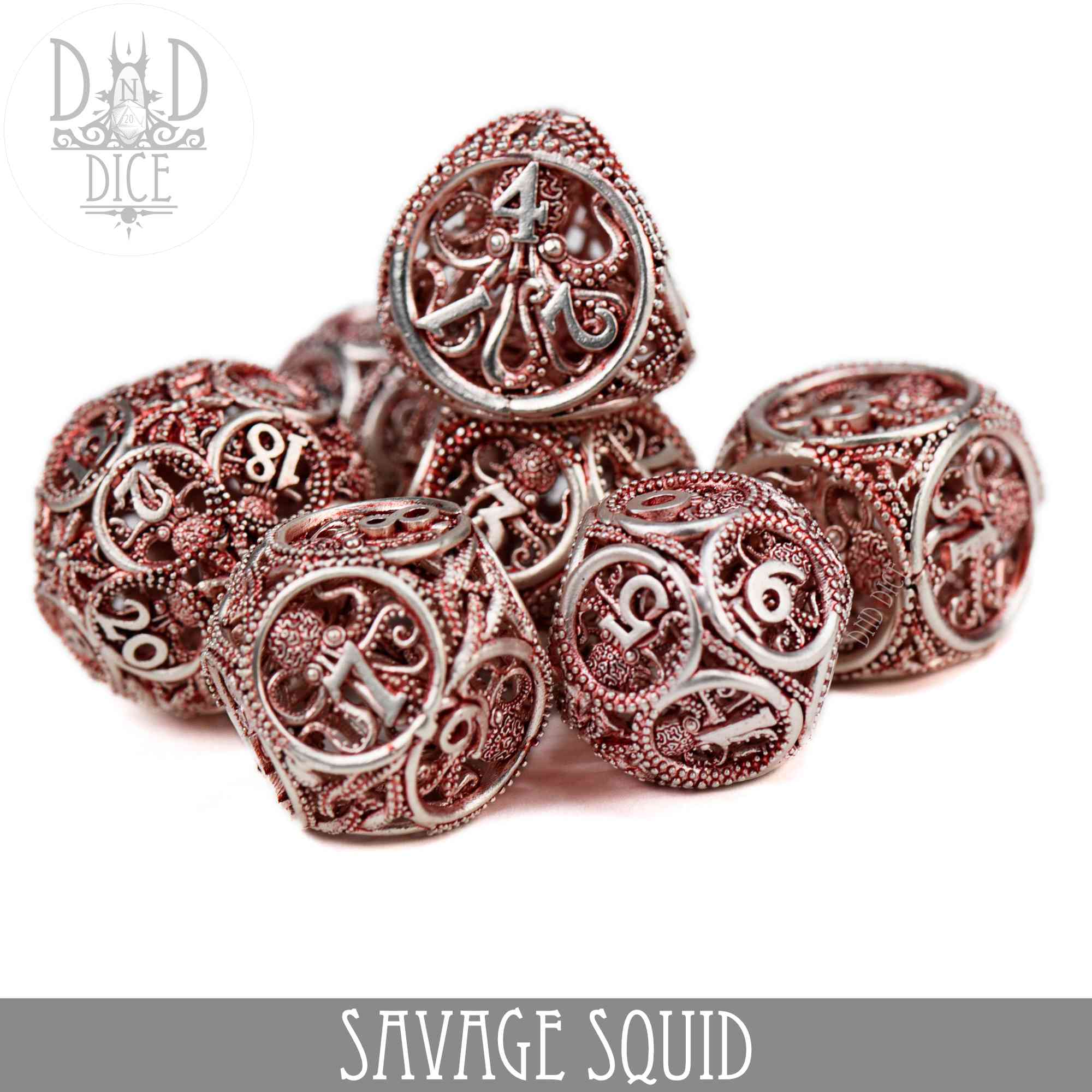 Savage Squid Metal Dice Set (Gift Box) - Bards & Cards