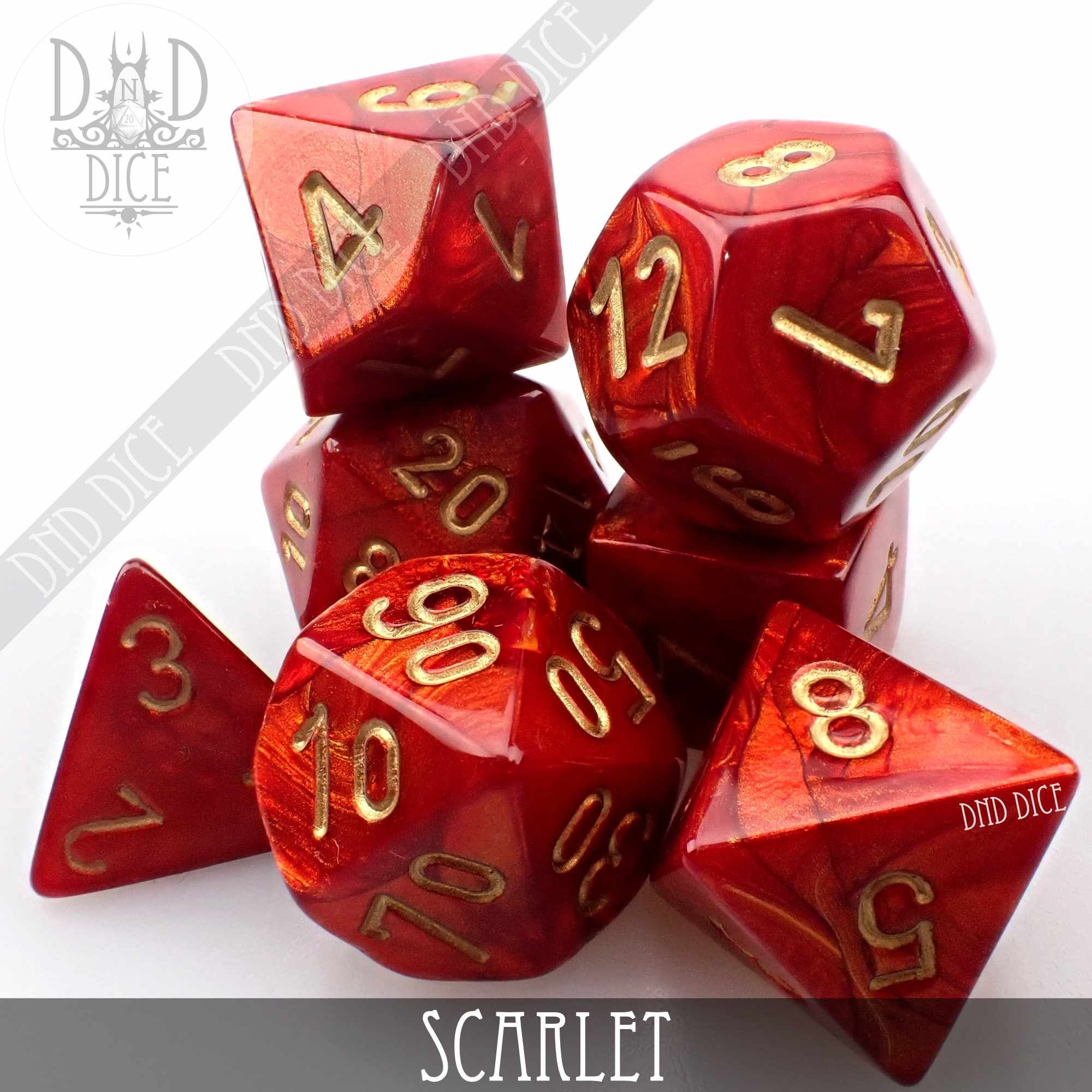 Scarab Scarlet Dice Set - Bards & Cards