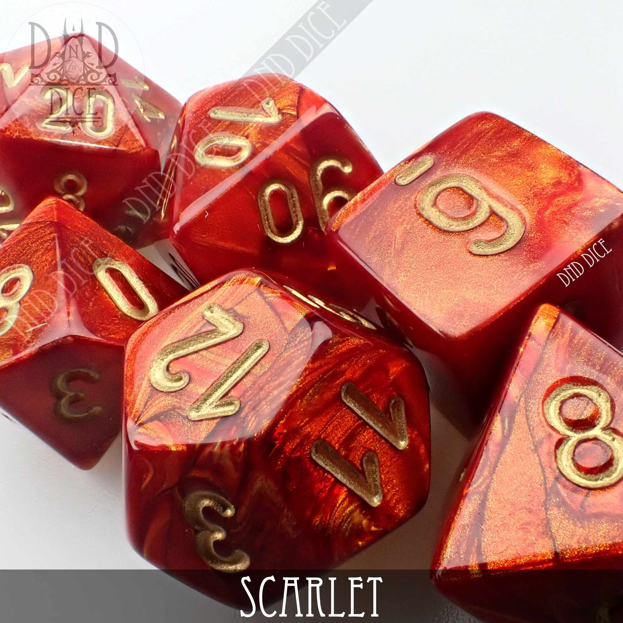 Scarab Scarlet Dice Set - Bards & Cards