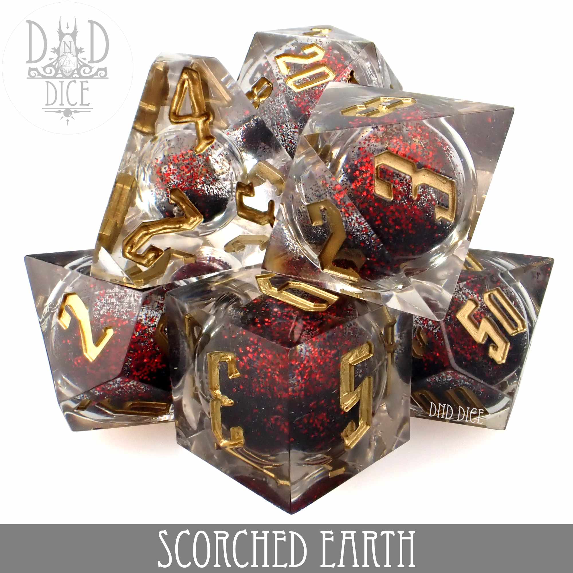 Scorched Earth Liquid Core Dice Set - Bards & Cards