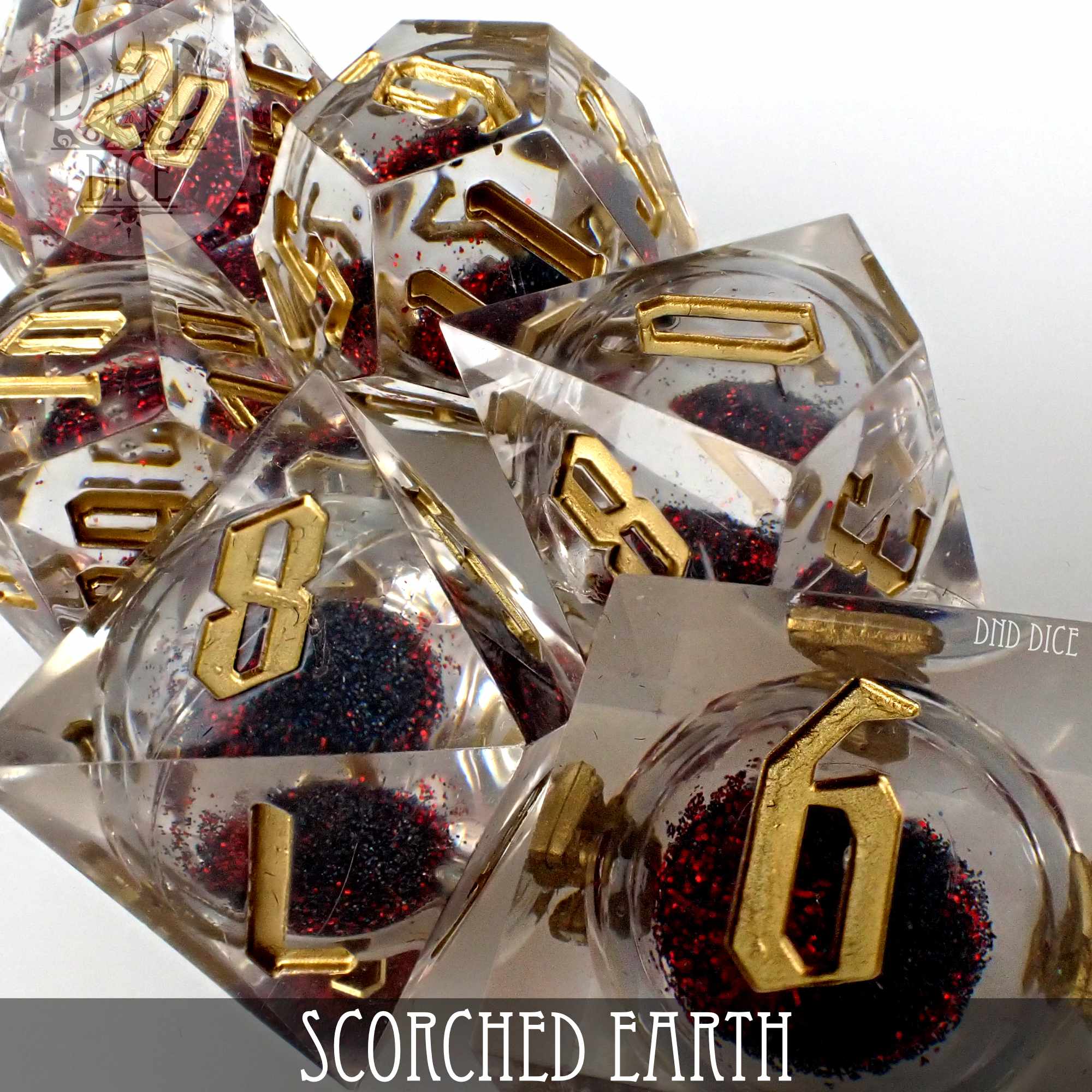 Scorched Earth Liquid Core Dice Set - Bards & Cards