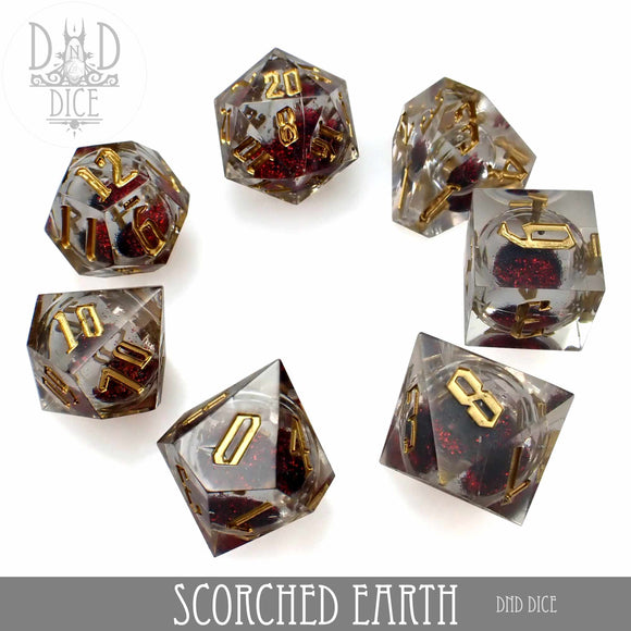 Scorched Earth Liquid Core Dice Set - Bards & Cards