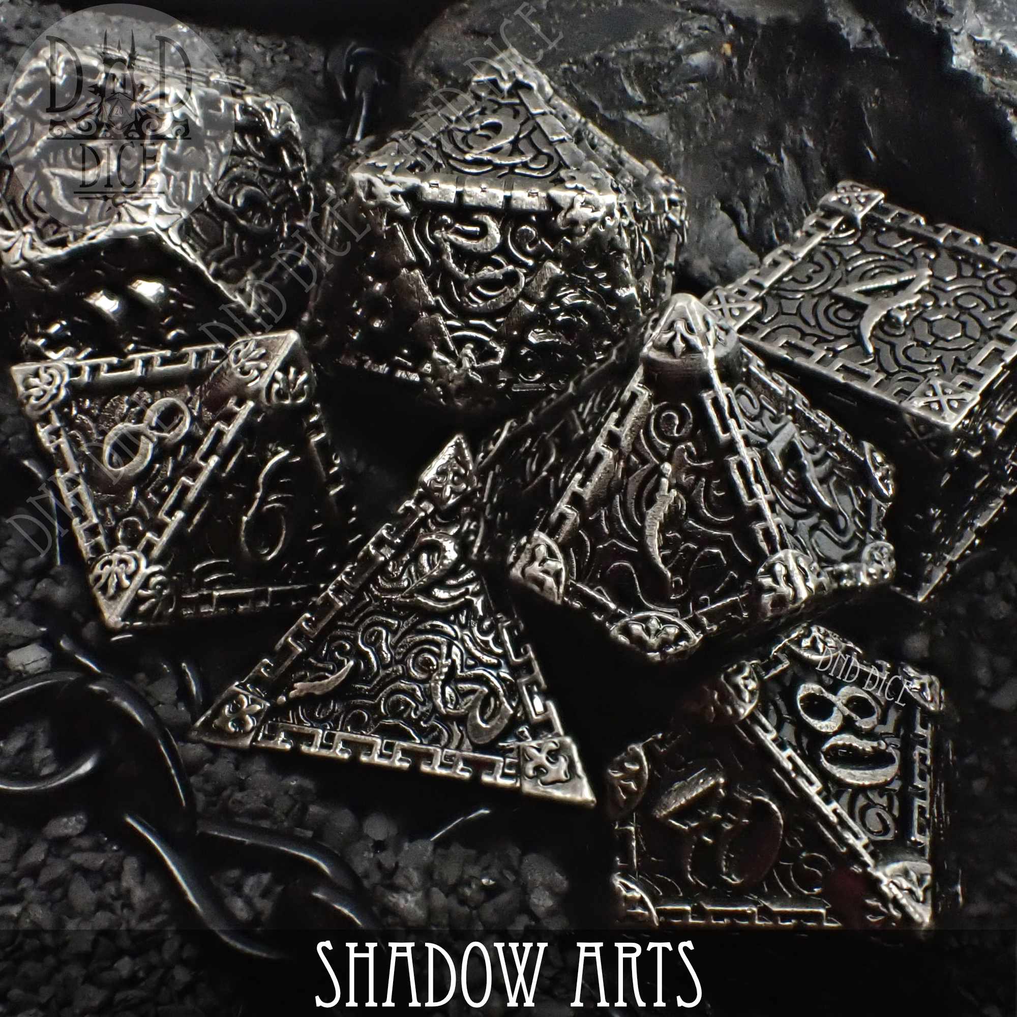 Shadow Arts Metal Dice Set - Bards & Cards