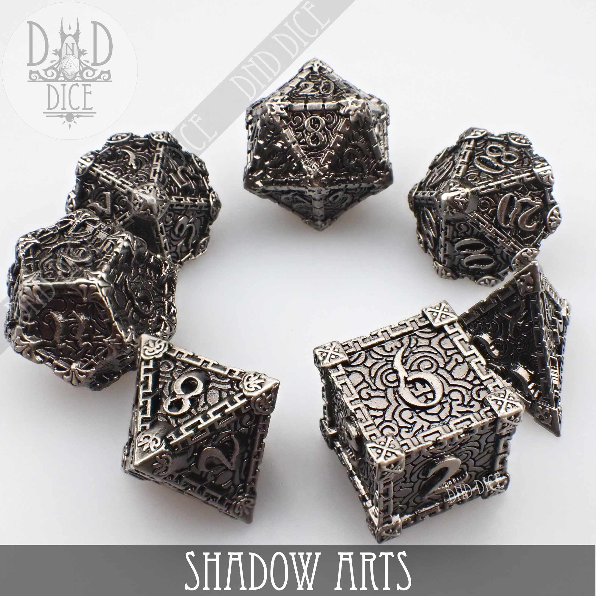 Shadow Arts Metal Dice Set - Bards & Cards