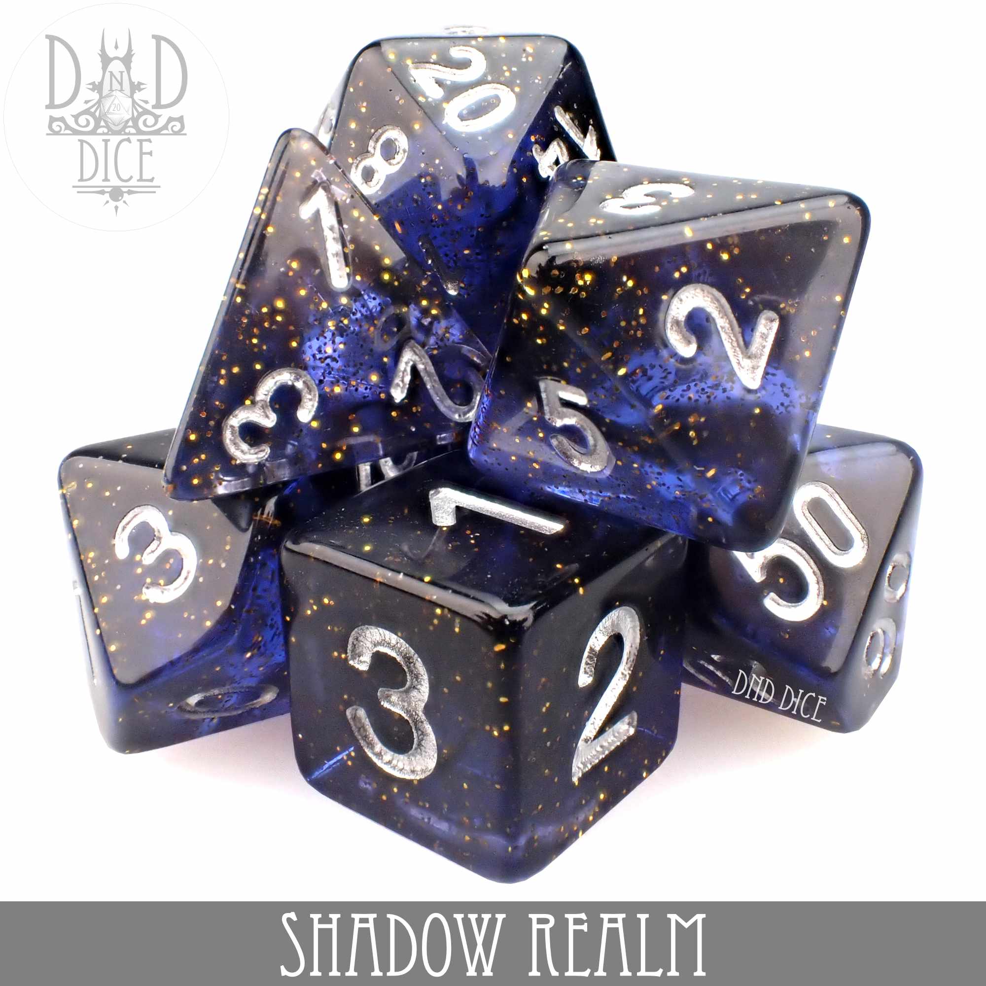 Shadow Realm Glitter Dice Set - Bards & Cards