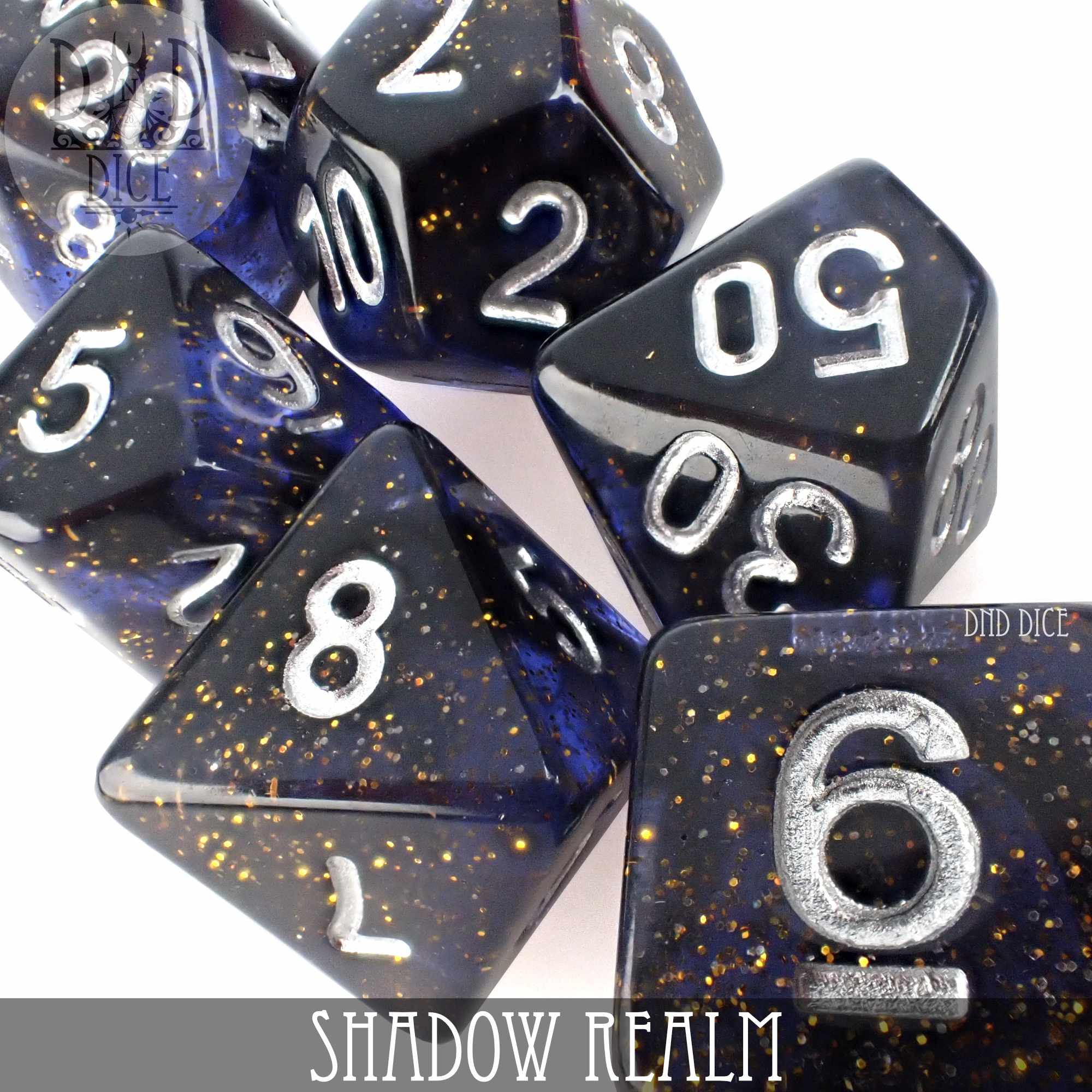 Shadow Realm Glitter Dice Set - Bards & Cards