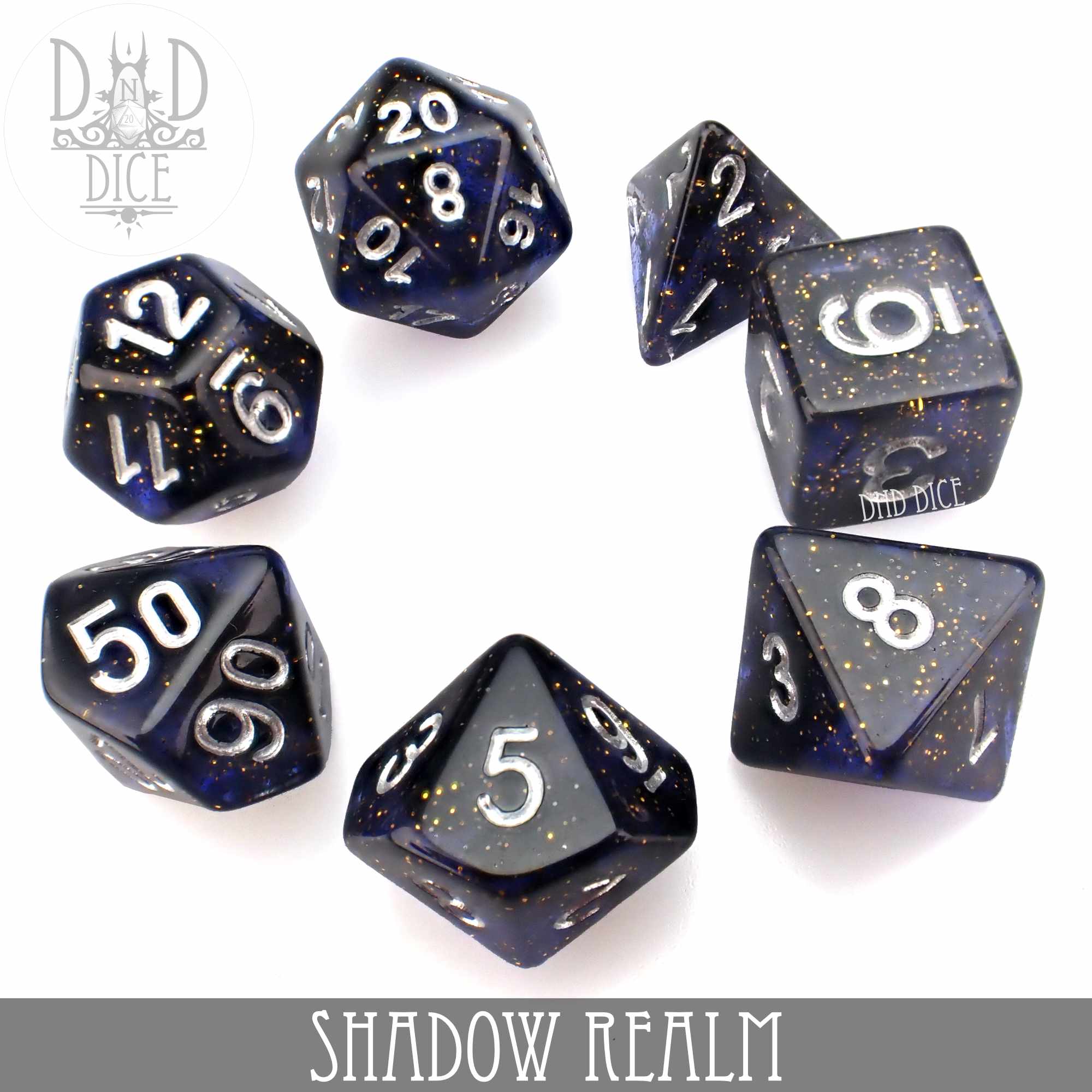 Shadow Realm Glitter Dice Set - Bards & Cards