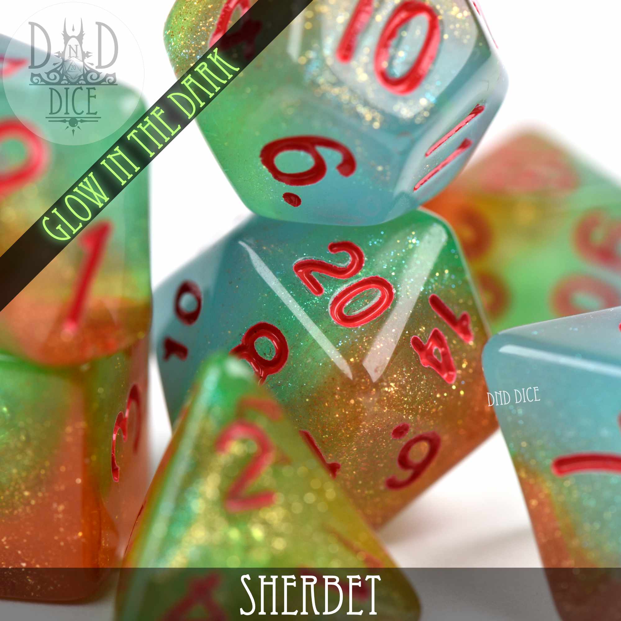 Sherbet Glow in the Dark Dice Set - Bards & Cards