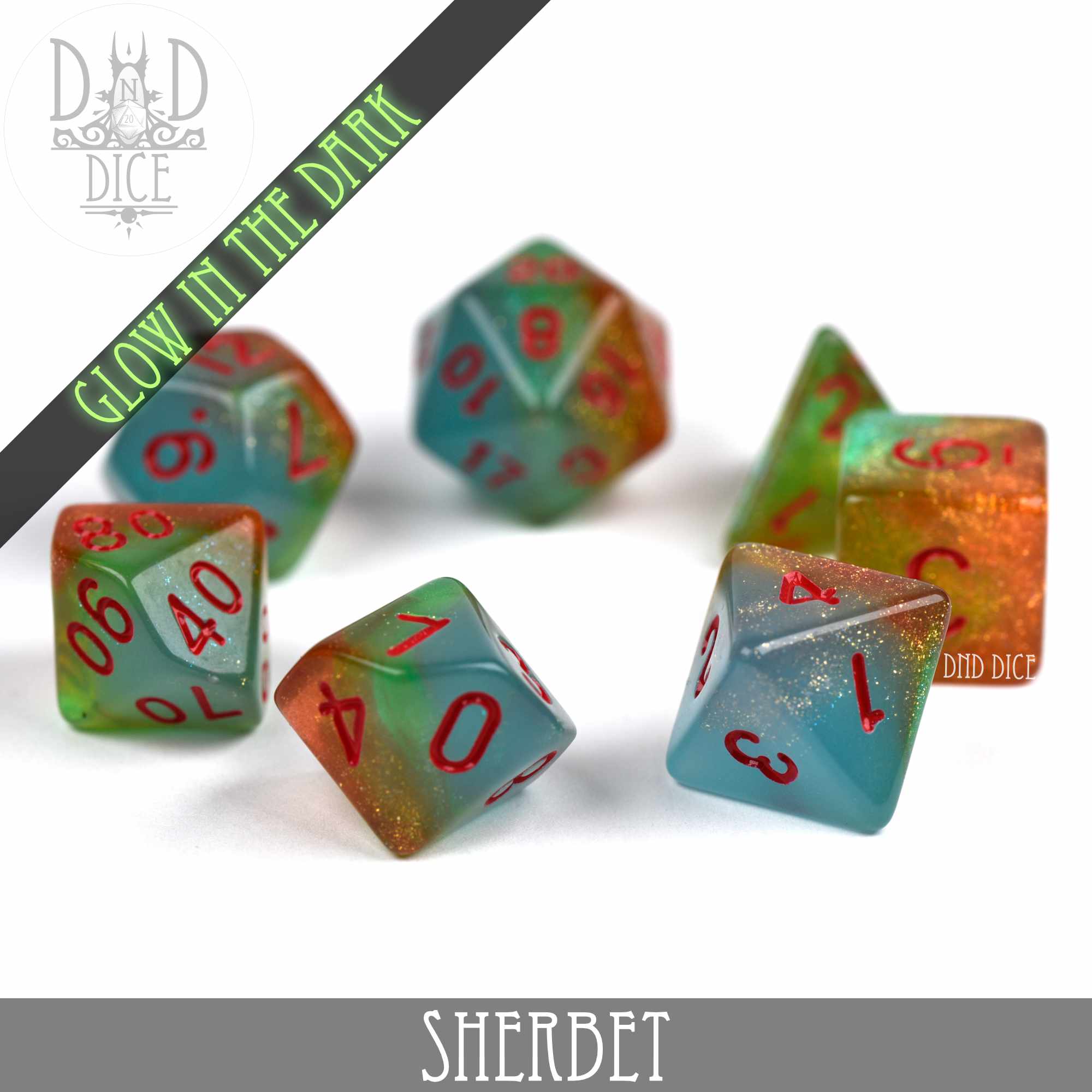 Sherbet Glow in the Dark Dice Set - Bards & Cards