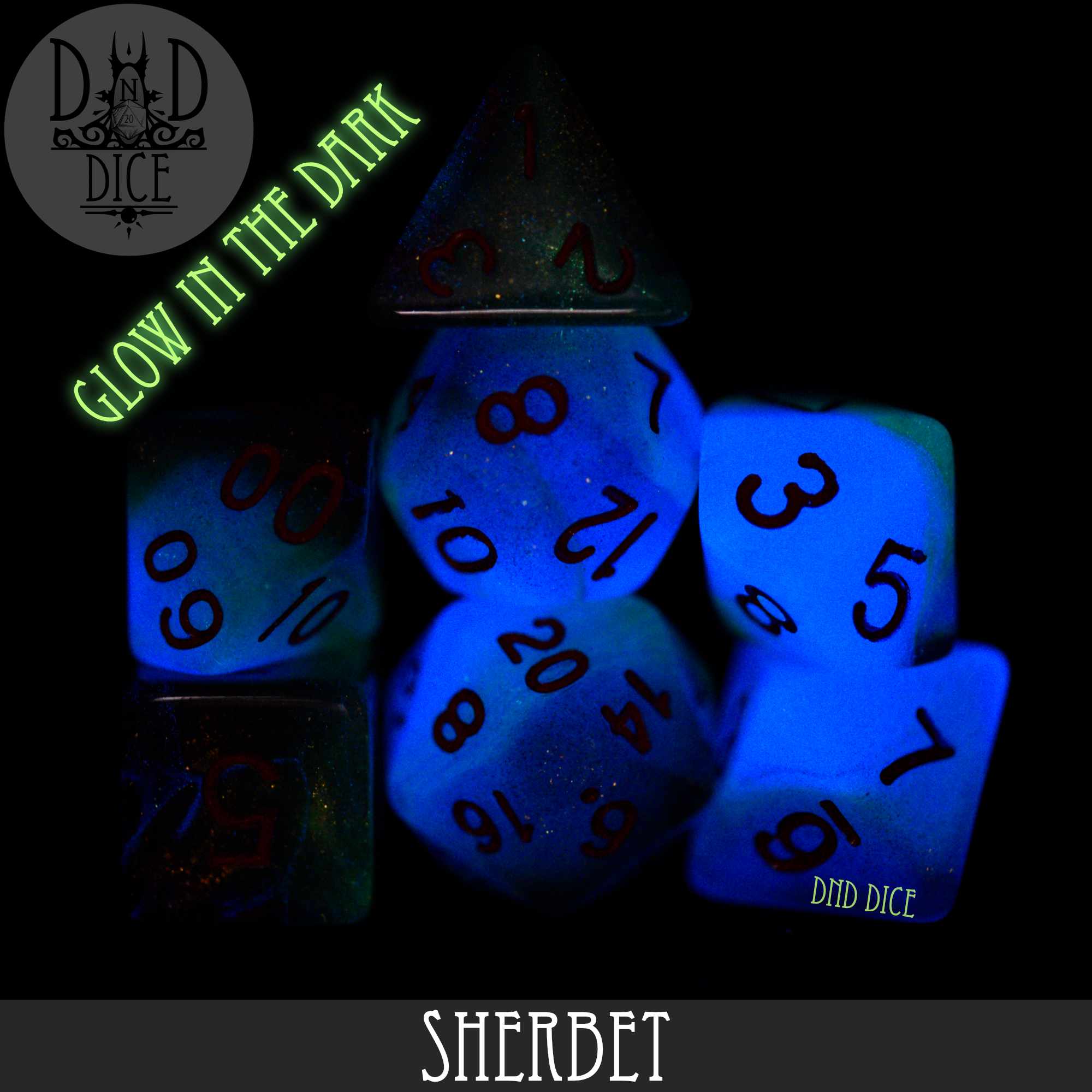 Sherbet Glow in the Dark Dice Set - Bards & Cards