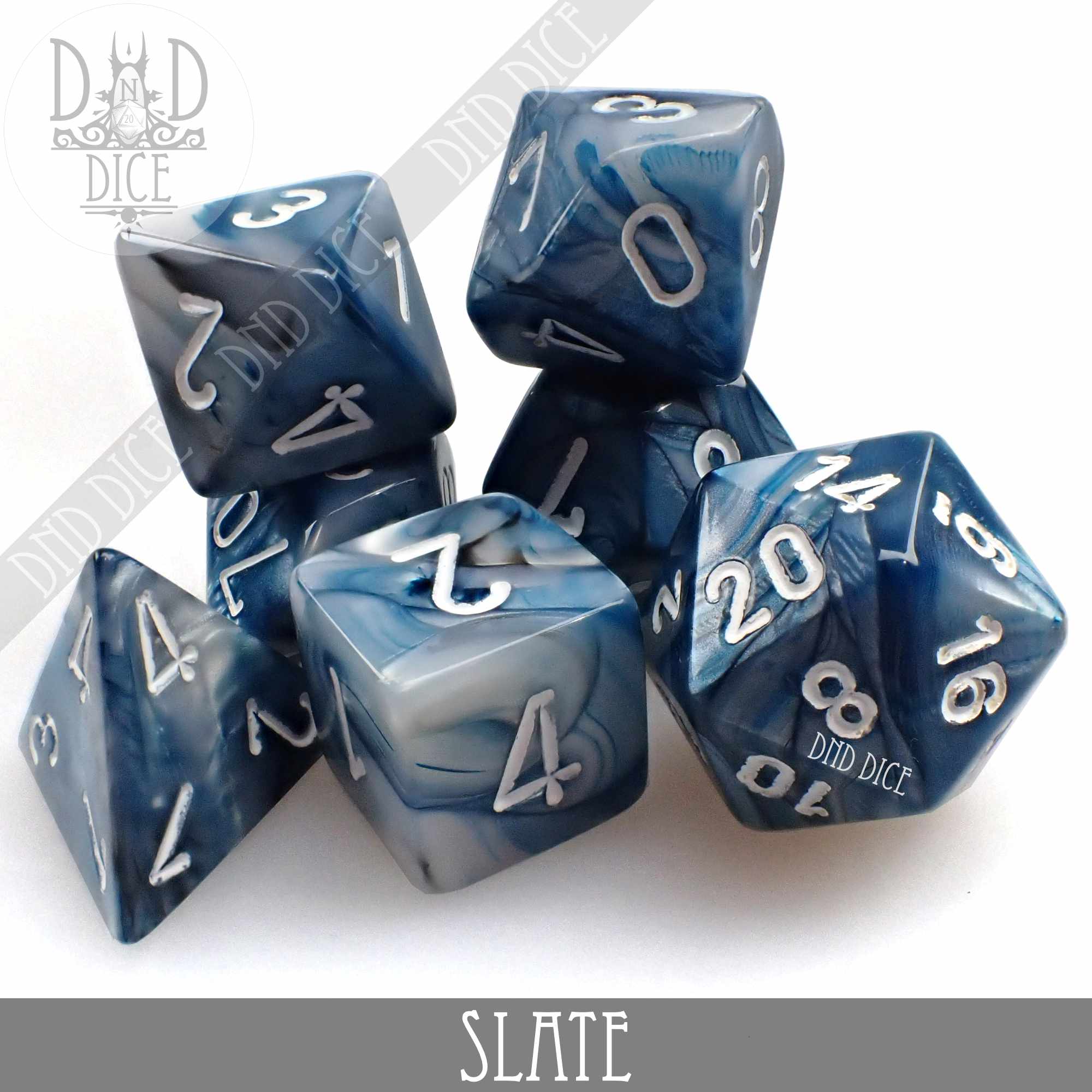 Lustrous Slate Dice Set - Bards & Cards