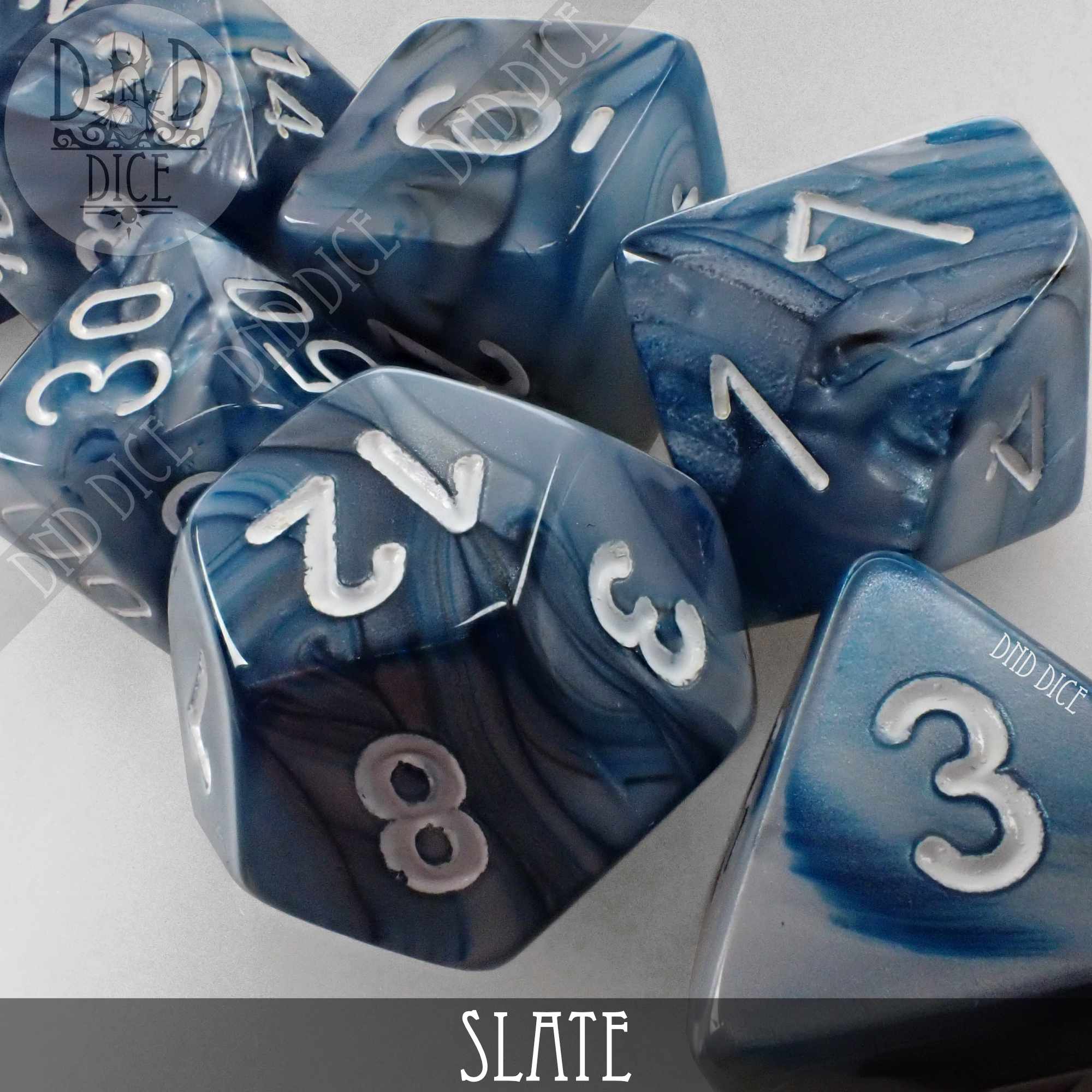 Lustrous Slate Dice Set - Bards & Cards