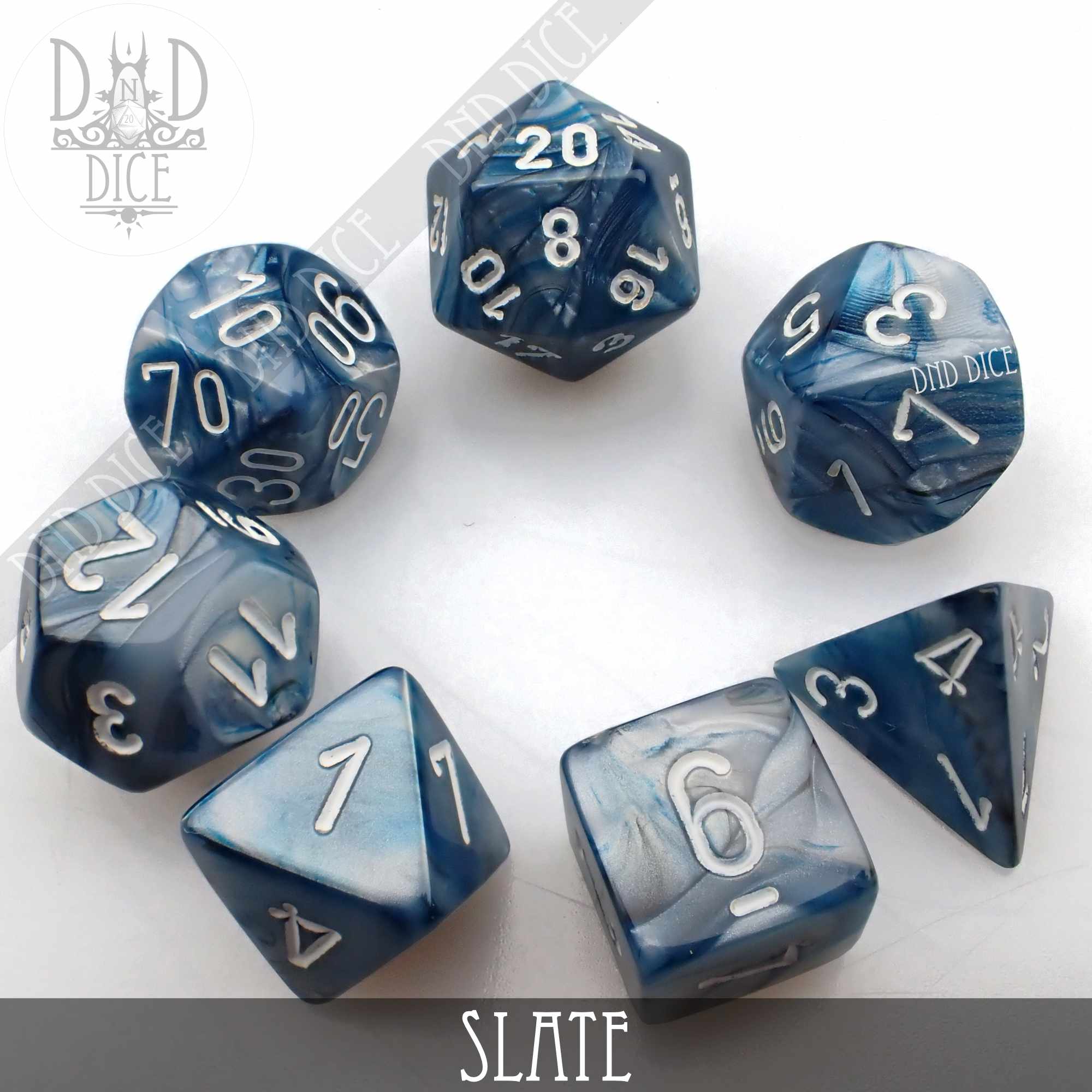 Lustrous Slate Dice Set - Bards & Cards