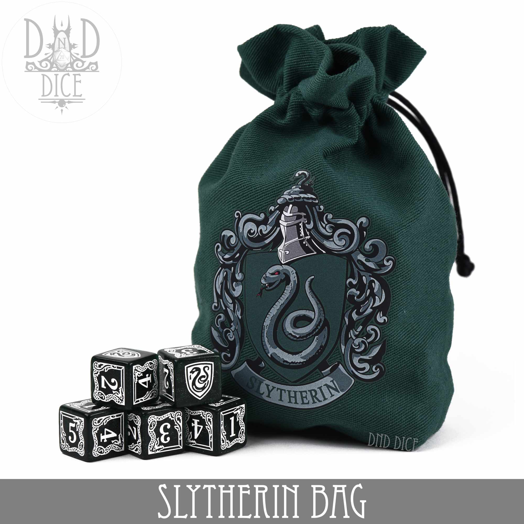 Harry Potter - Slytherin Dice Bag & 5D6 - Bards & Cards