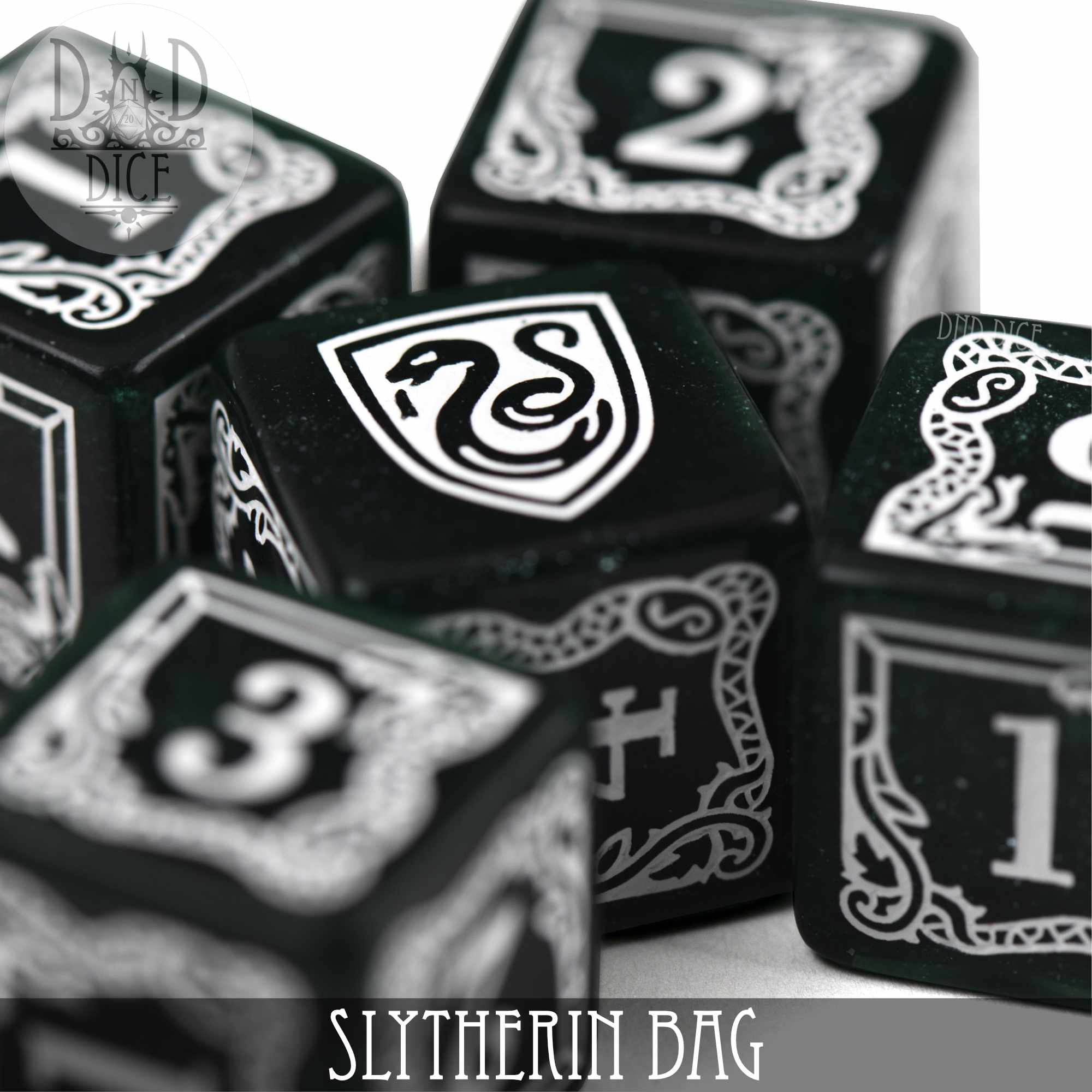 Harry Potter - Slytherin Dice Bag & 5D6 - Bards & Cards