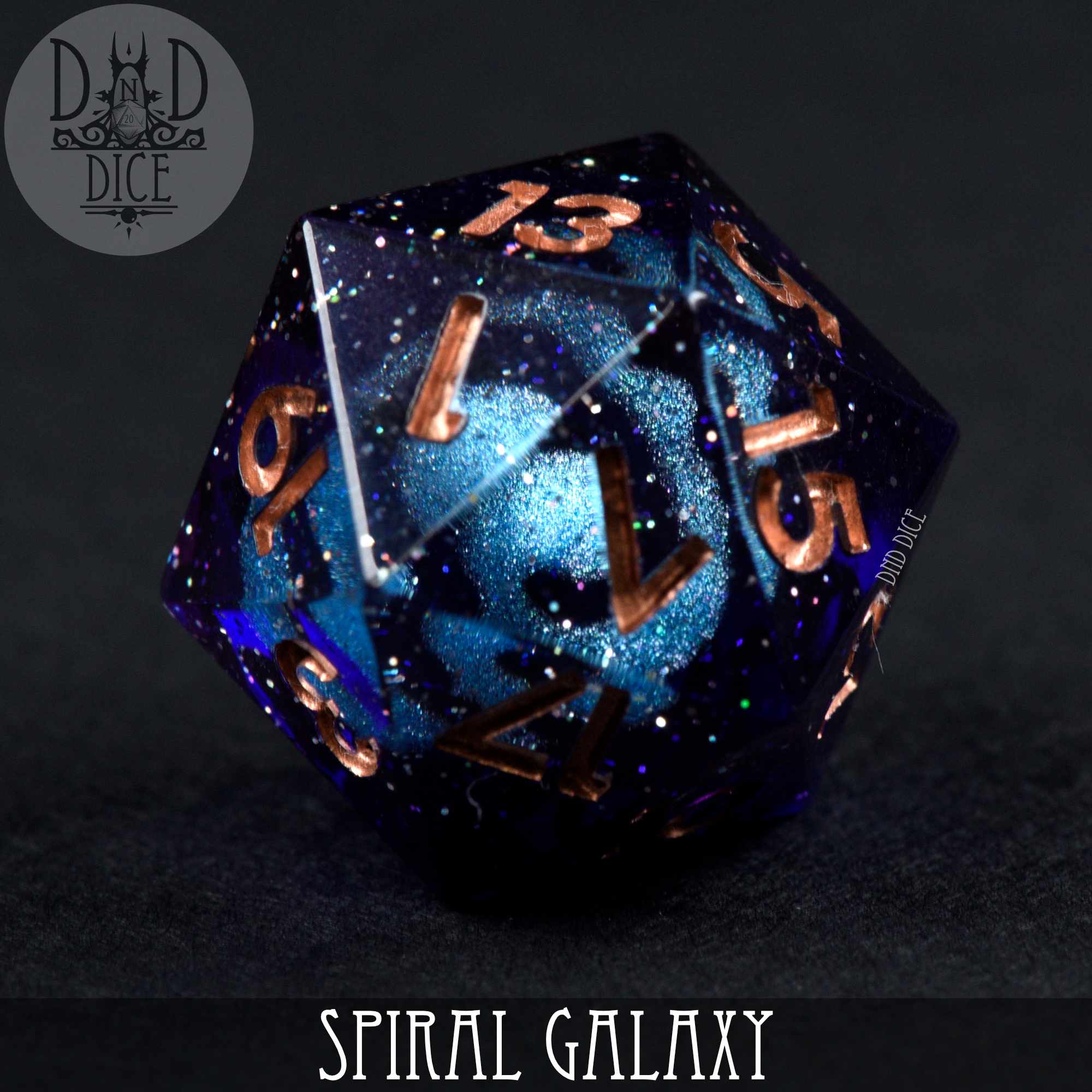 Spiral Galaxy Handmade Dice Set - Bards & Cards