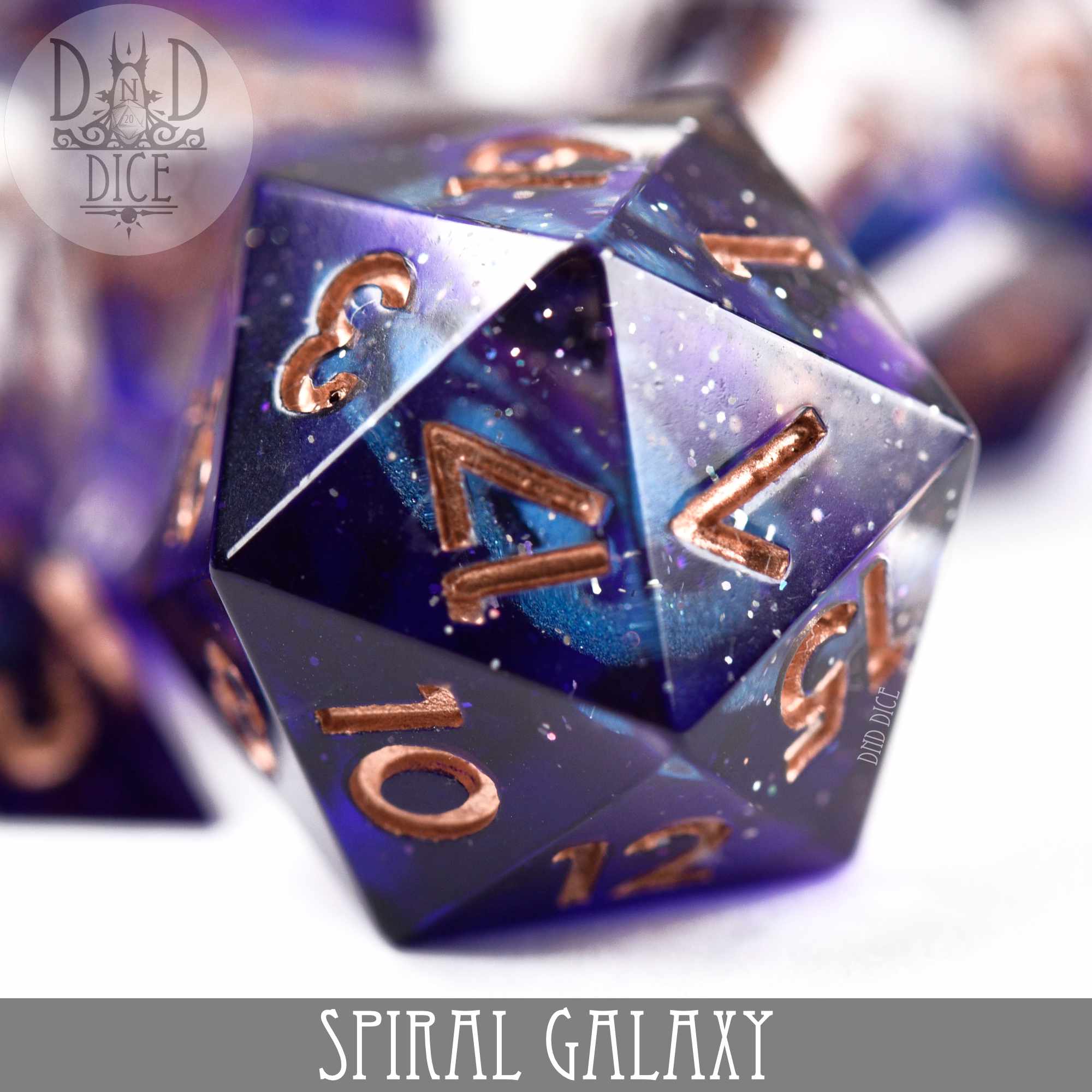 Spiral Galaxy Handmade Dice Set - Bards & Cards