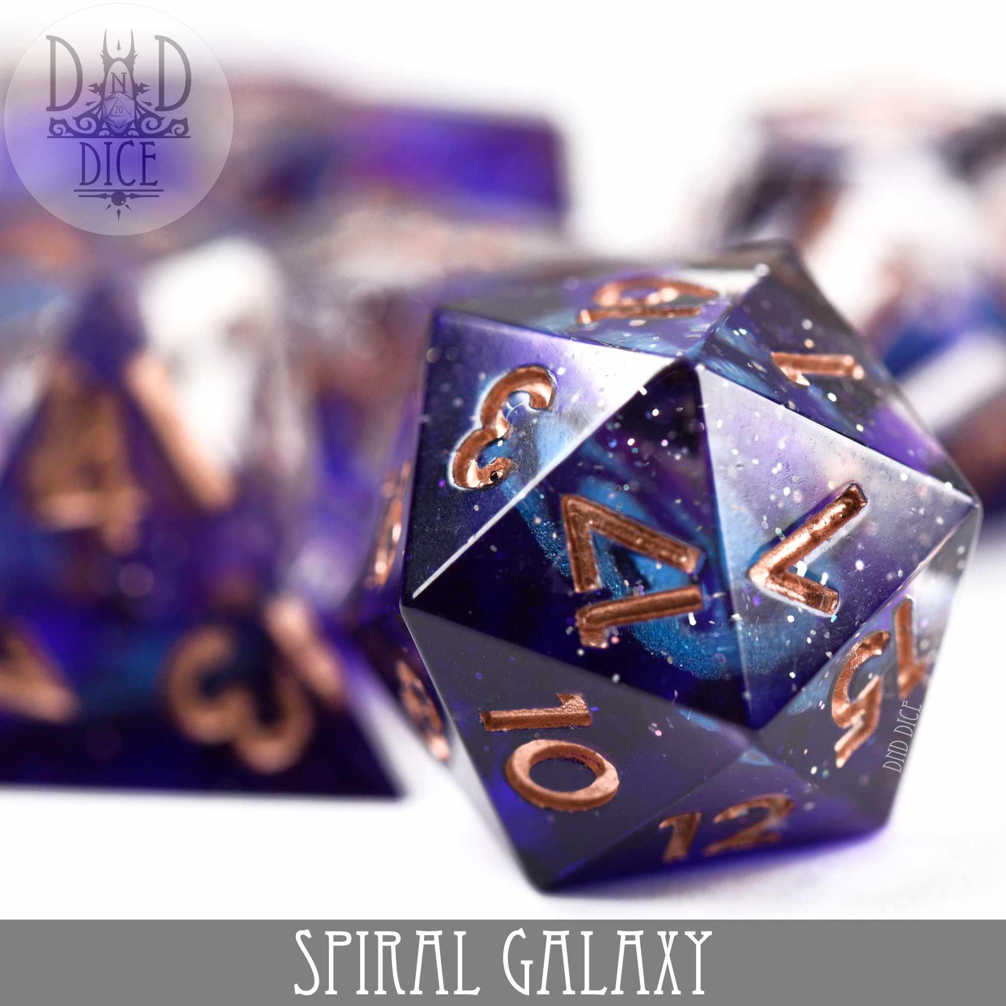 Spiral Galaxy Handmade Dice Set - Bards & Cards