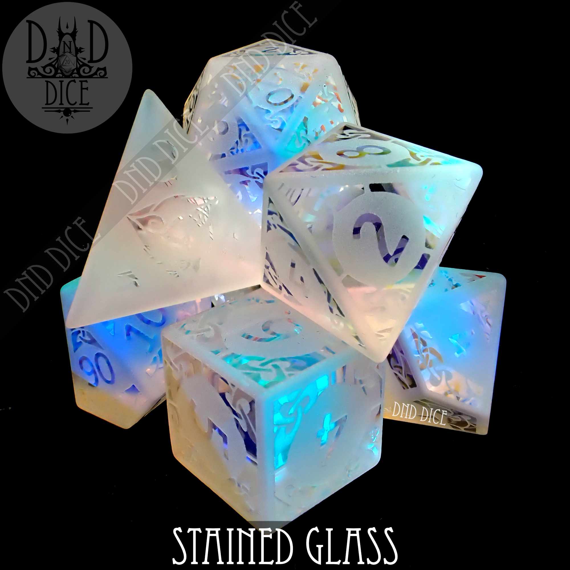 Stained Glass Frosted Dice Set (Gift Box) - Bards & Cards