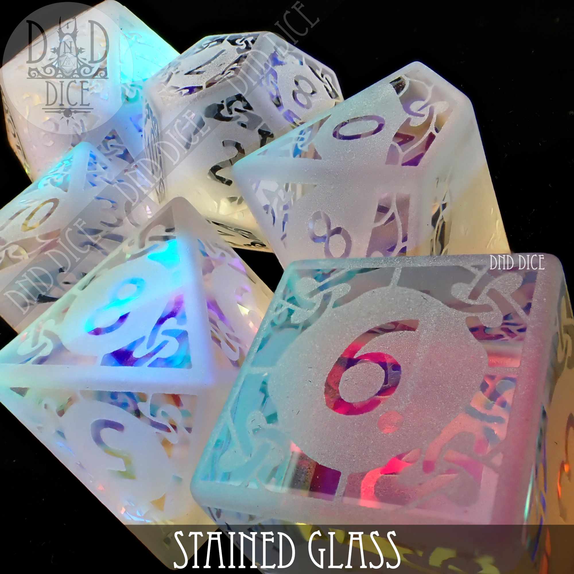 Stained Glass Frosted Dice Set (Gift Box) - Bards & Cards