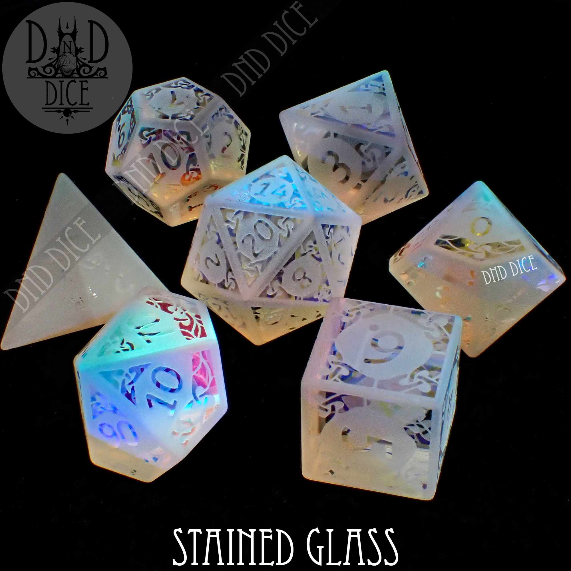 Stained Glass Frosted Dice Set (Gift Box) - Bards & Cards