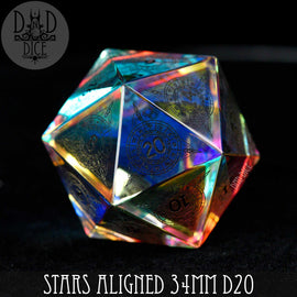 Stars Aligned Glass 30mm D20 (Gift Box) - Bards & Cards