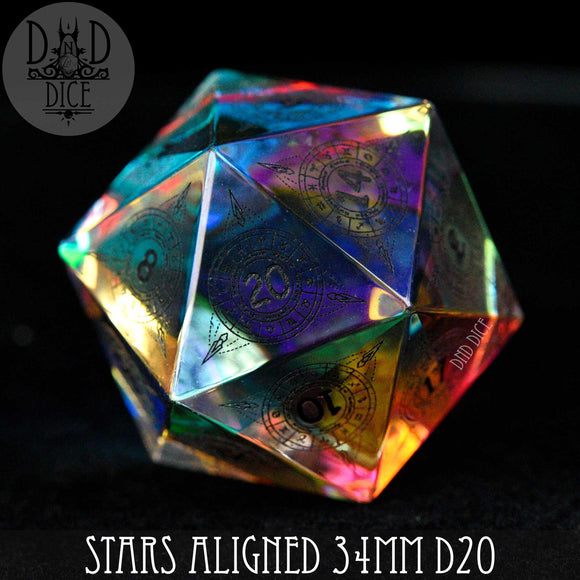 Stars Aligned Glass 30mm D20 (Gift Box) - Bards & Cards