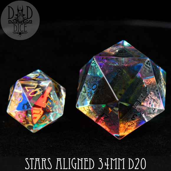 Stars Aligned Glass 30mm D20 (Gift Box) - Bards & Cards