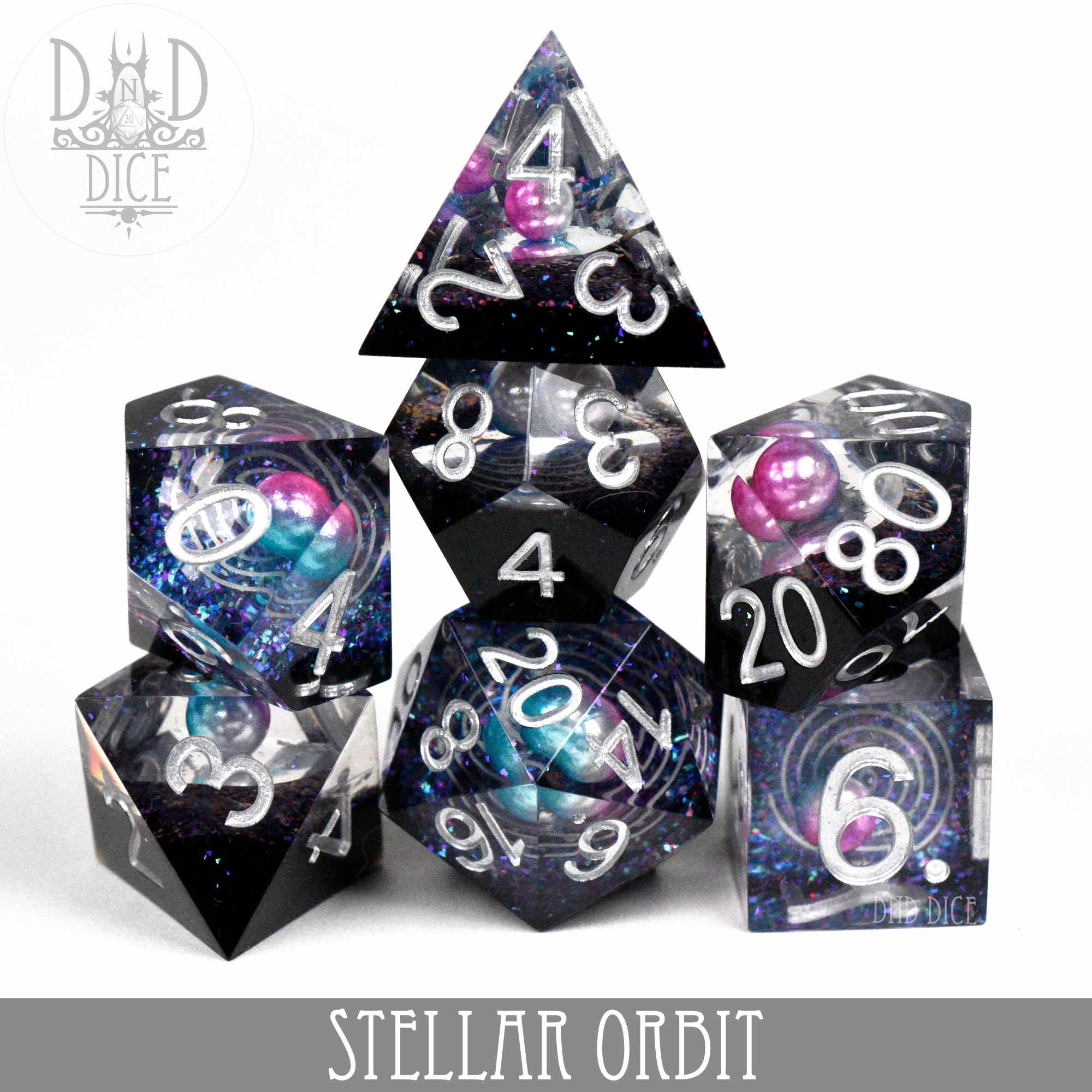 Stellar Orbit Handmade Dice Set - Bards & Cards