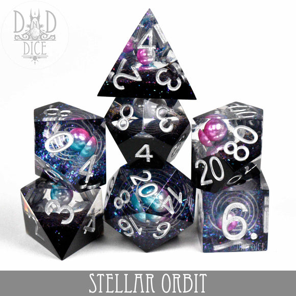 Stellar Orbit Handmade Dice Set - Bards & Cards