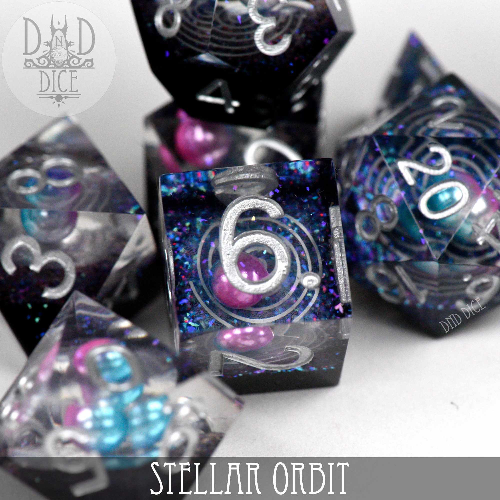 Stellar Orbit Handmade Dice Set - Bards & Cards