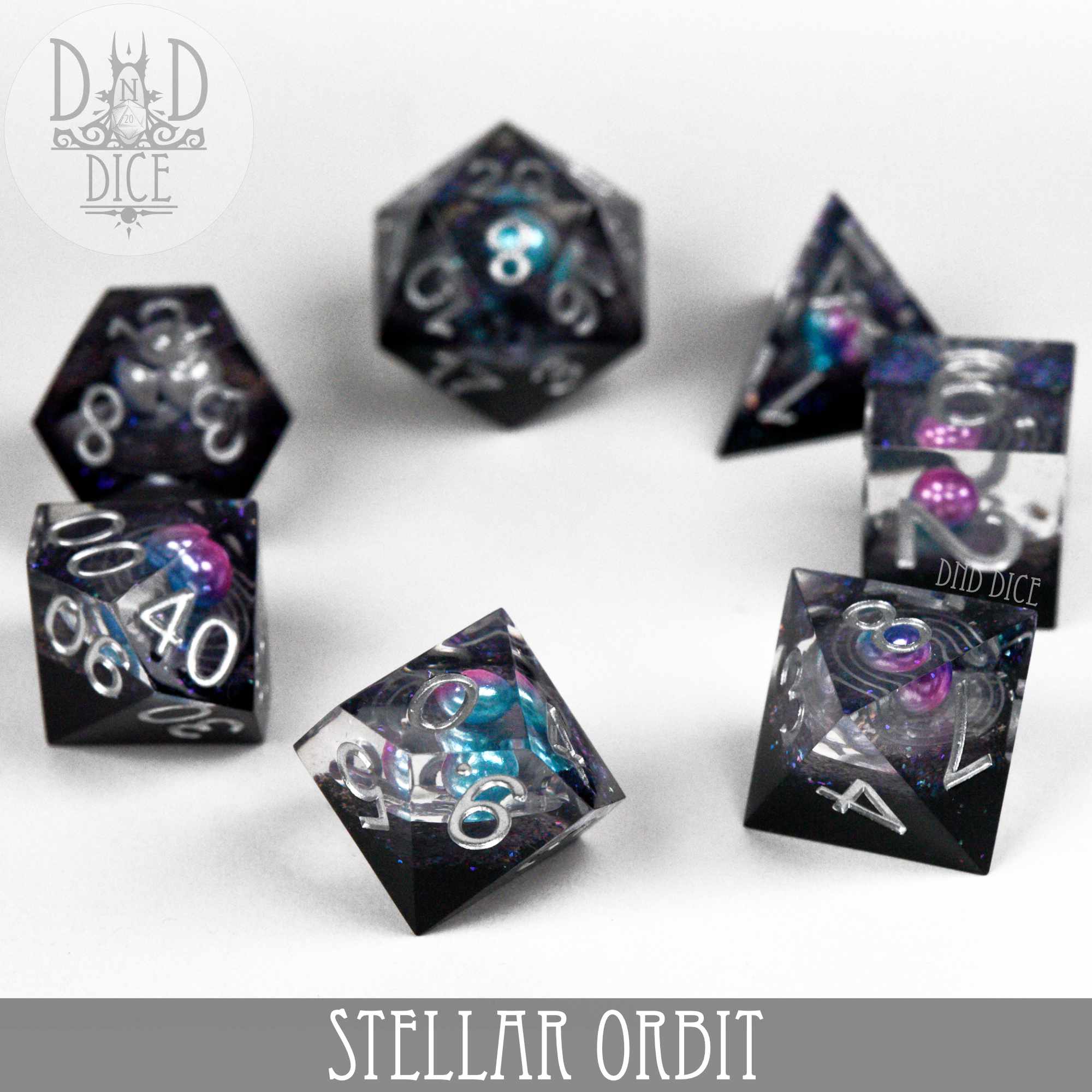 Stellar Orbit Handmade Dice Set - Bards & Cards