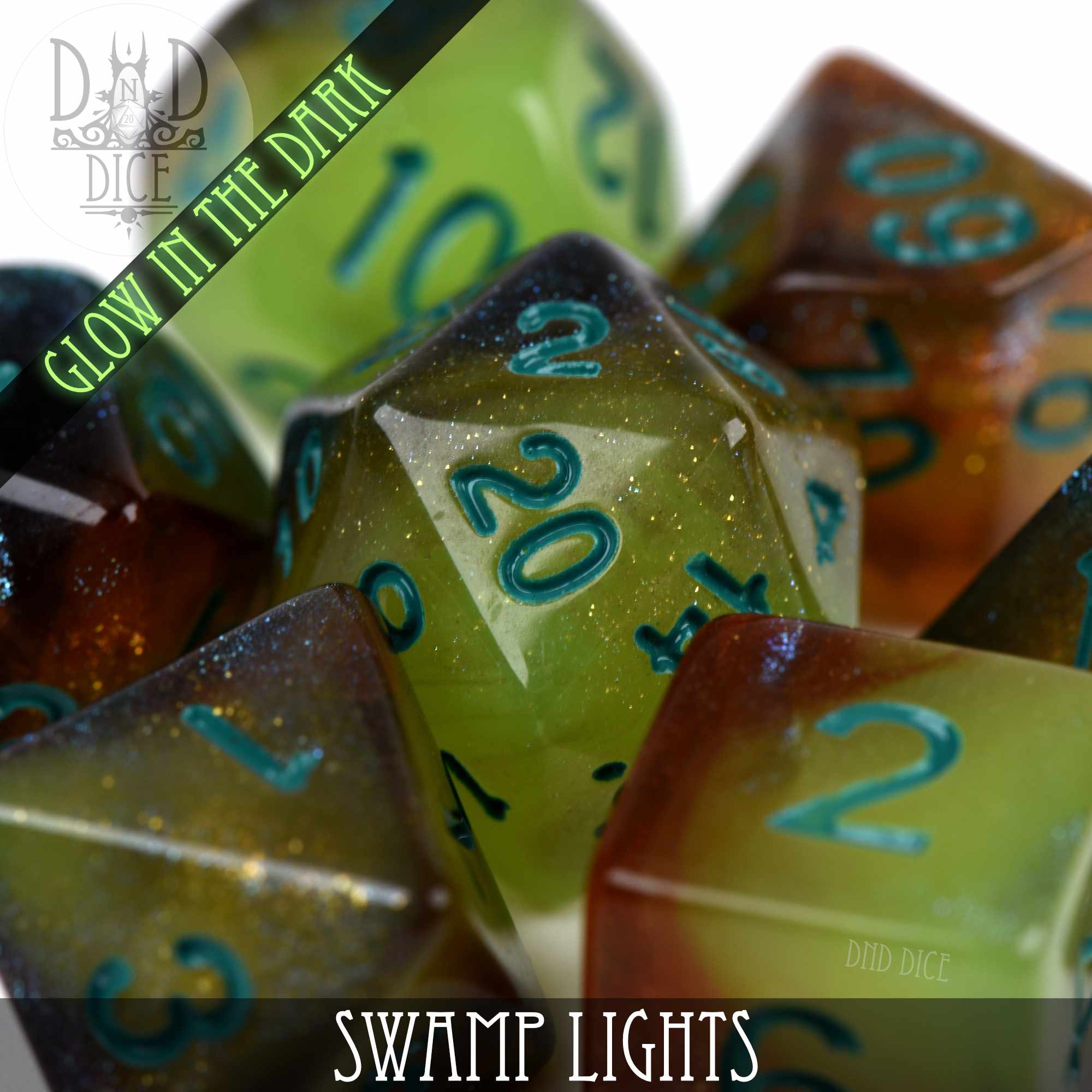 Swamp Lights Glow in the Dark Dice Set - Bards & Cards