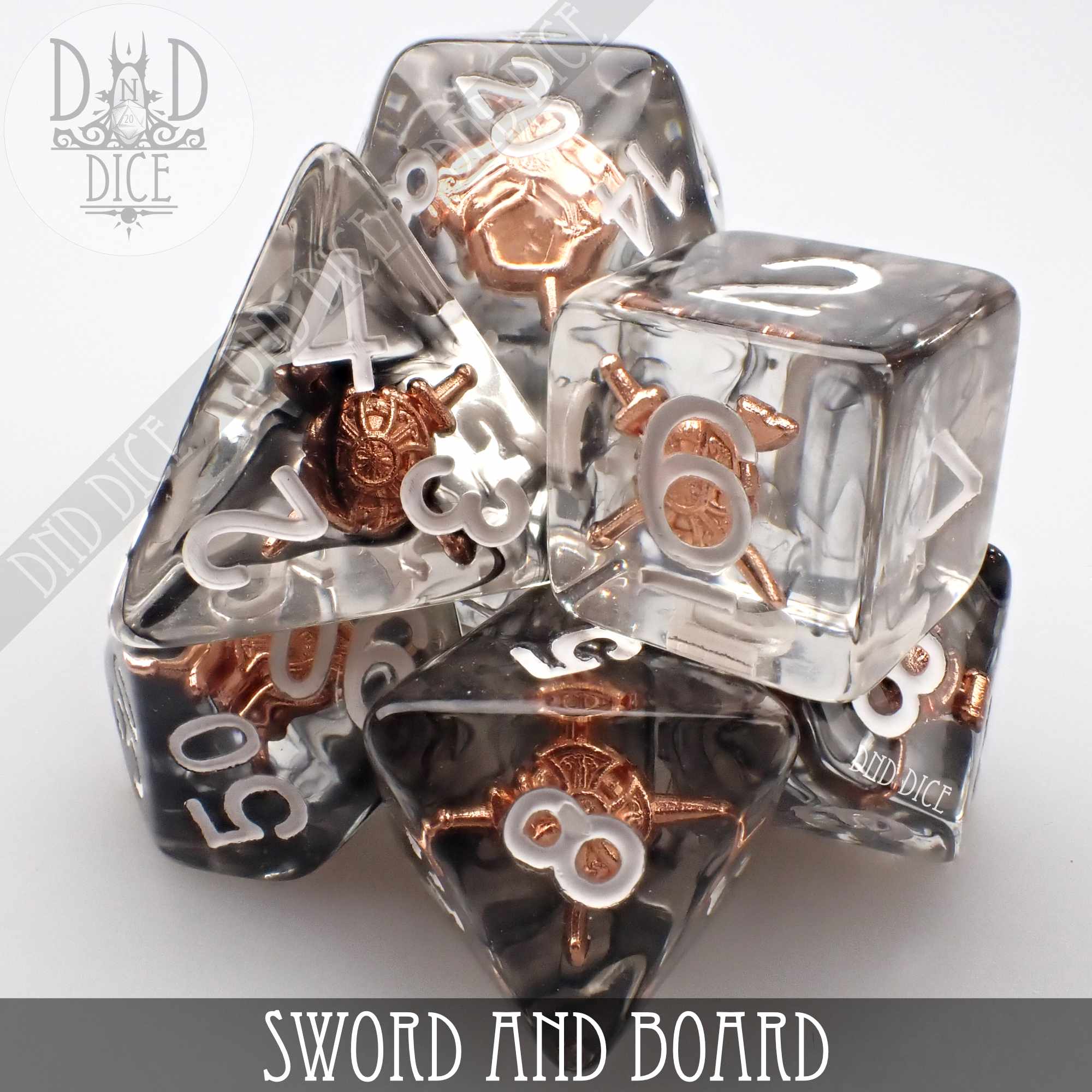 Sword and Board Dice Set - Bards & Cards