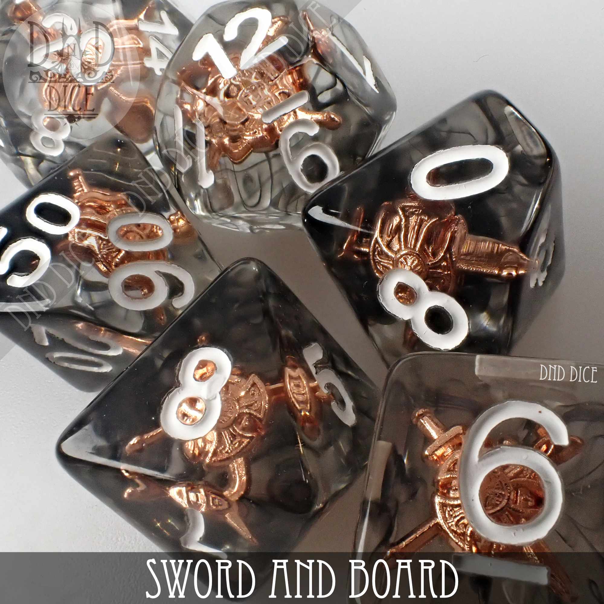 Sword and Board Dice Set - Bards & Cards