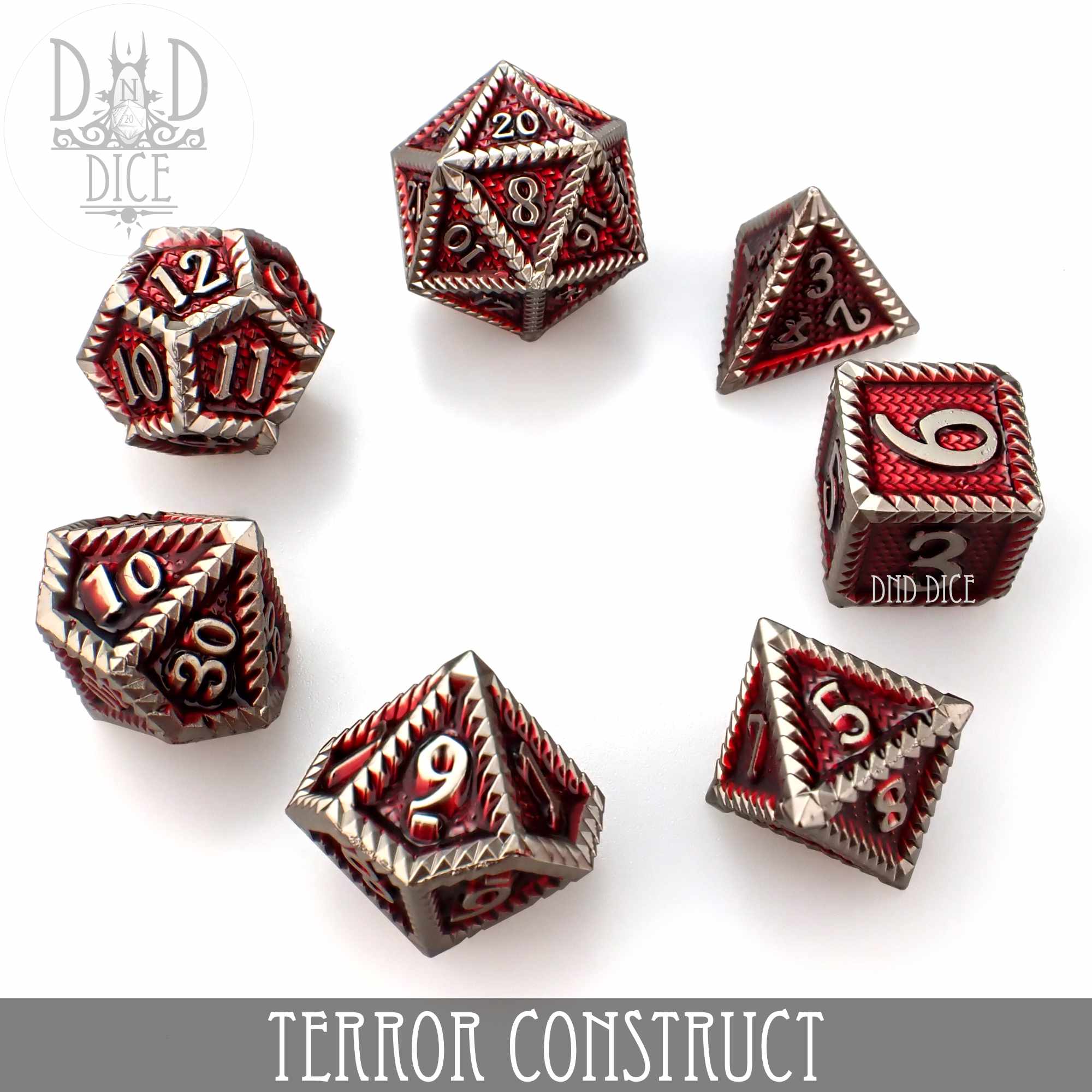 Terror Construct Metal Dice Set - Bards & Cards