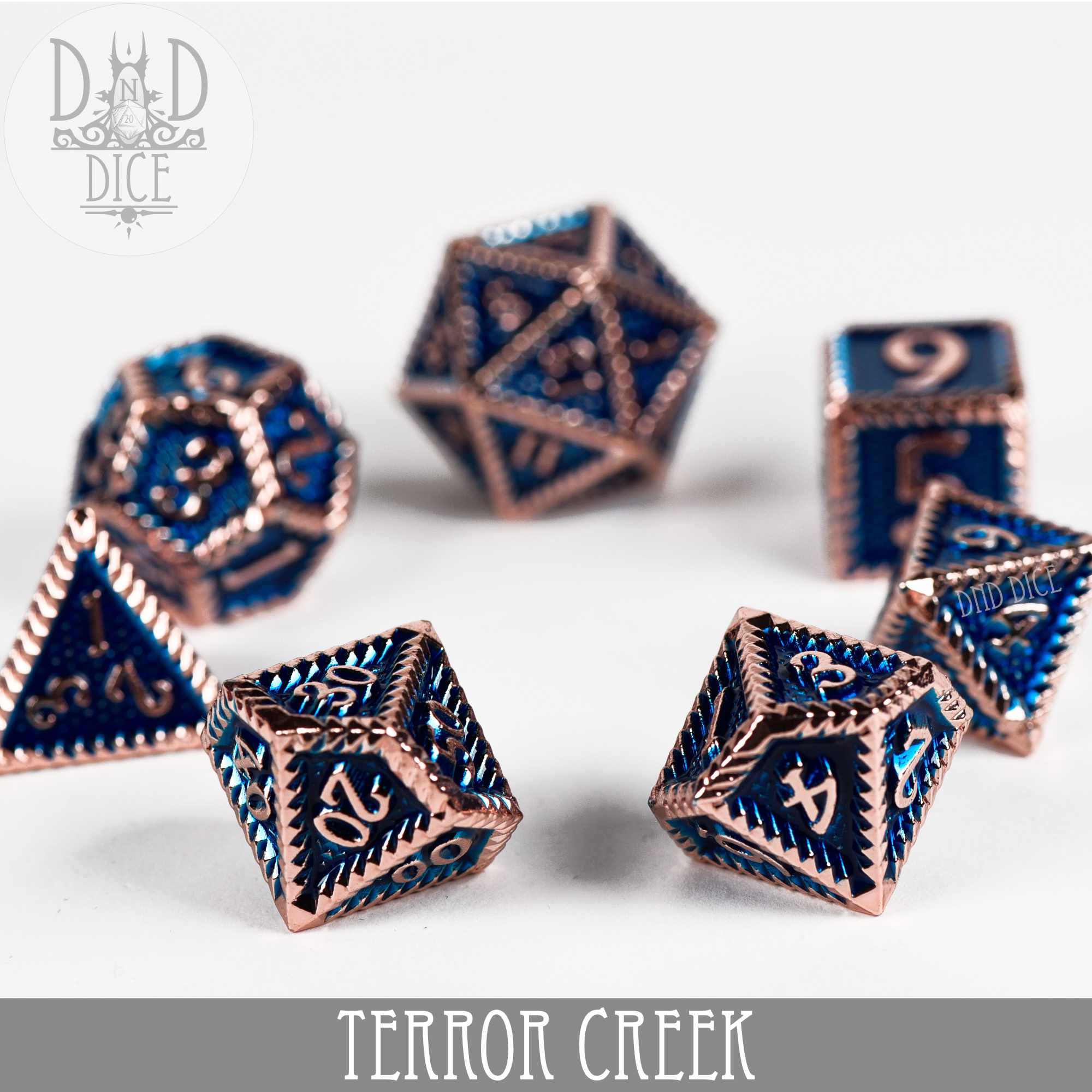 Terror Creek Metal Dice Set - Bards & Cards