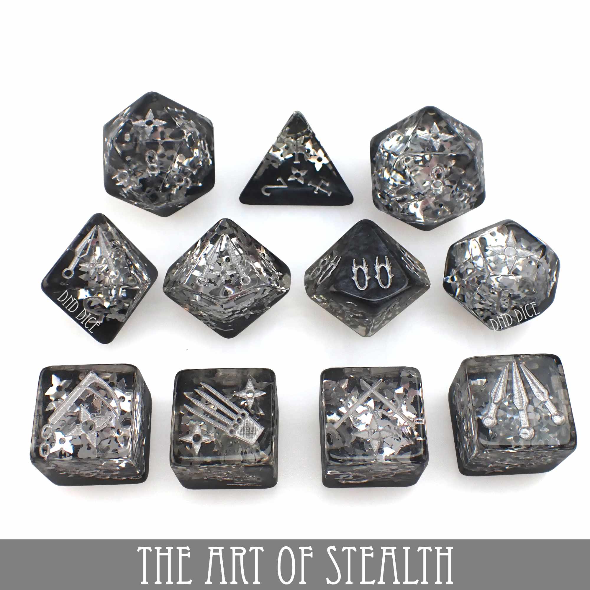 The Art of Stealth 11 Dice Set - Bards & Cards