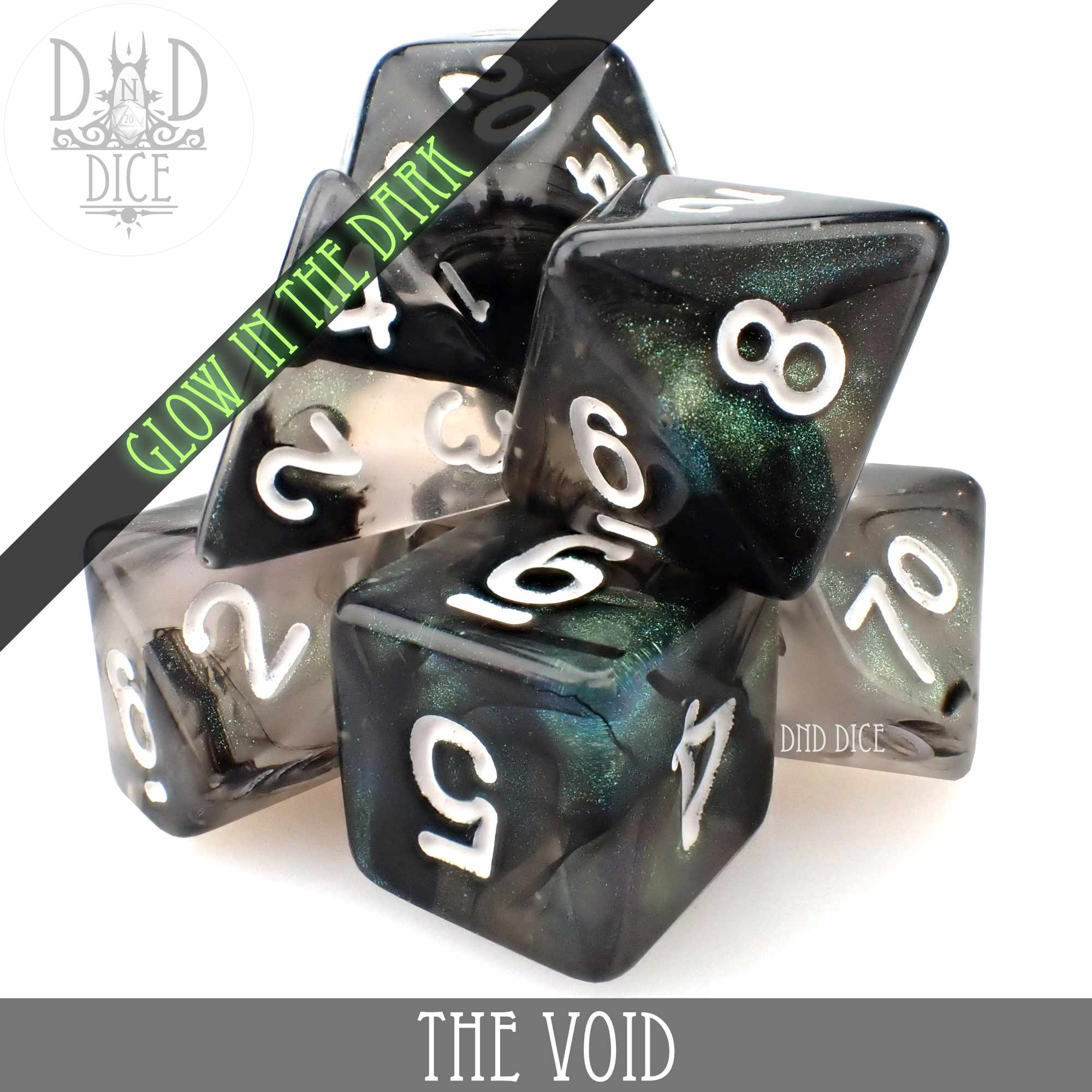 The Void Glow in the Dark Dice Set - Bards & Cards