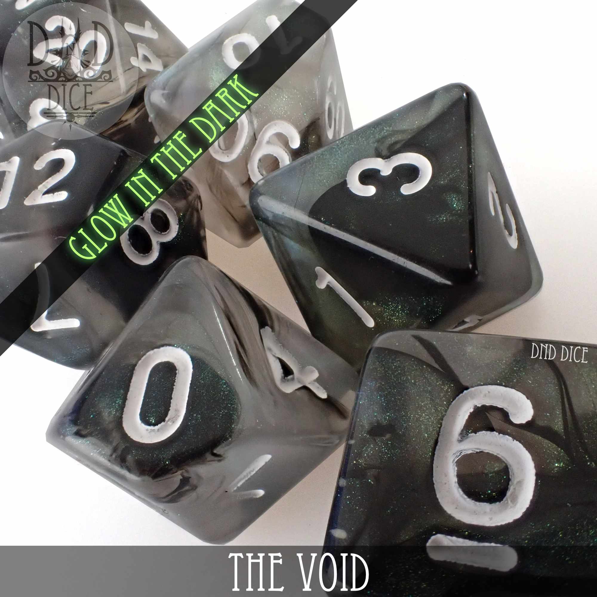 The Void Glow in the Dark Dice Set - Bards & Cards