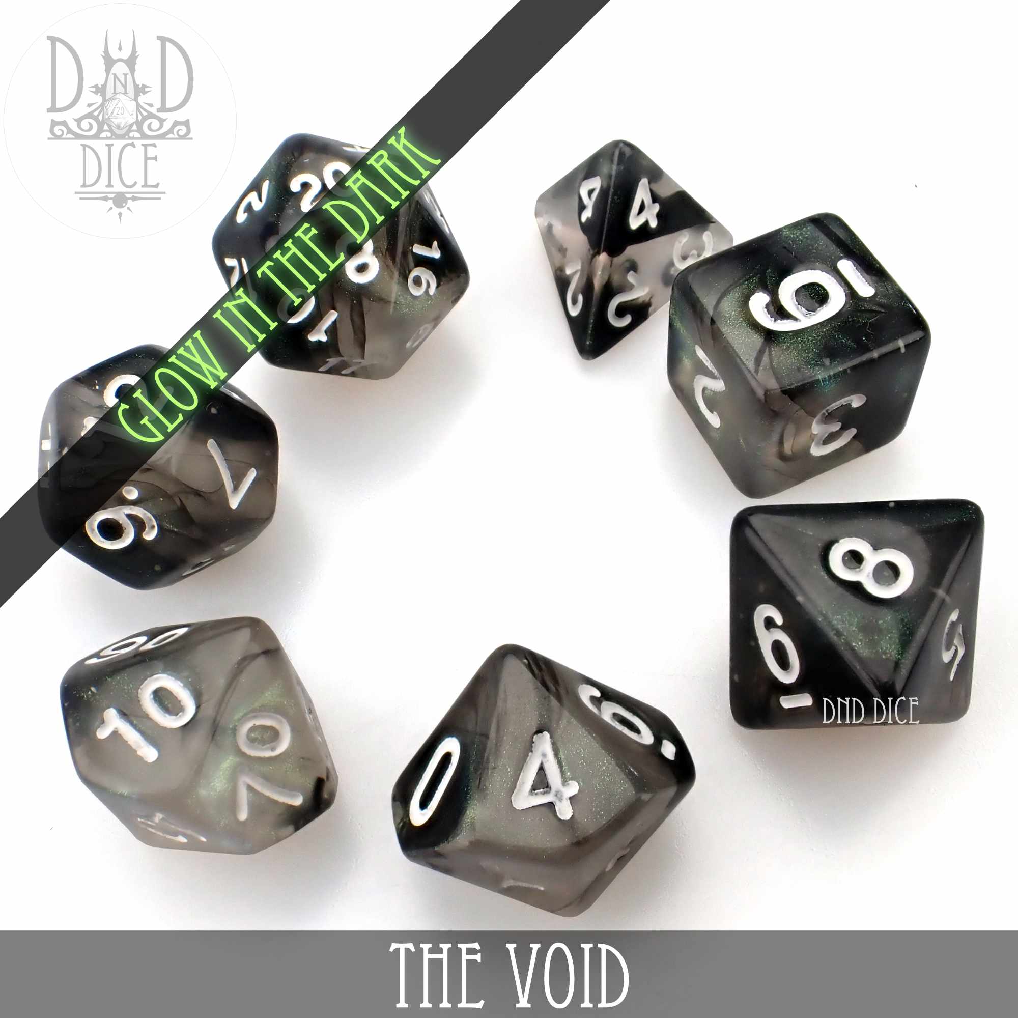 The Void Glow in the Dark Dice Set - Bards & Cards