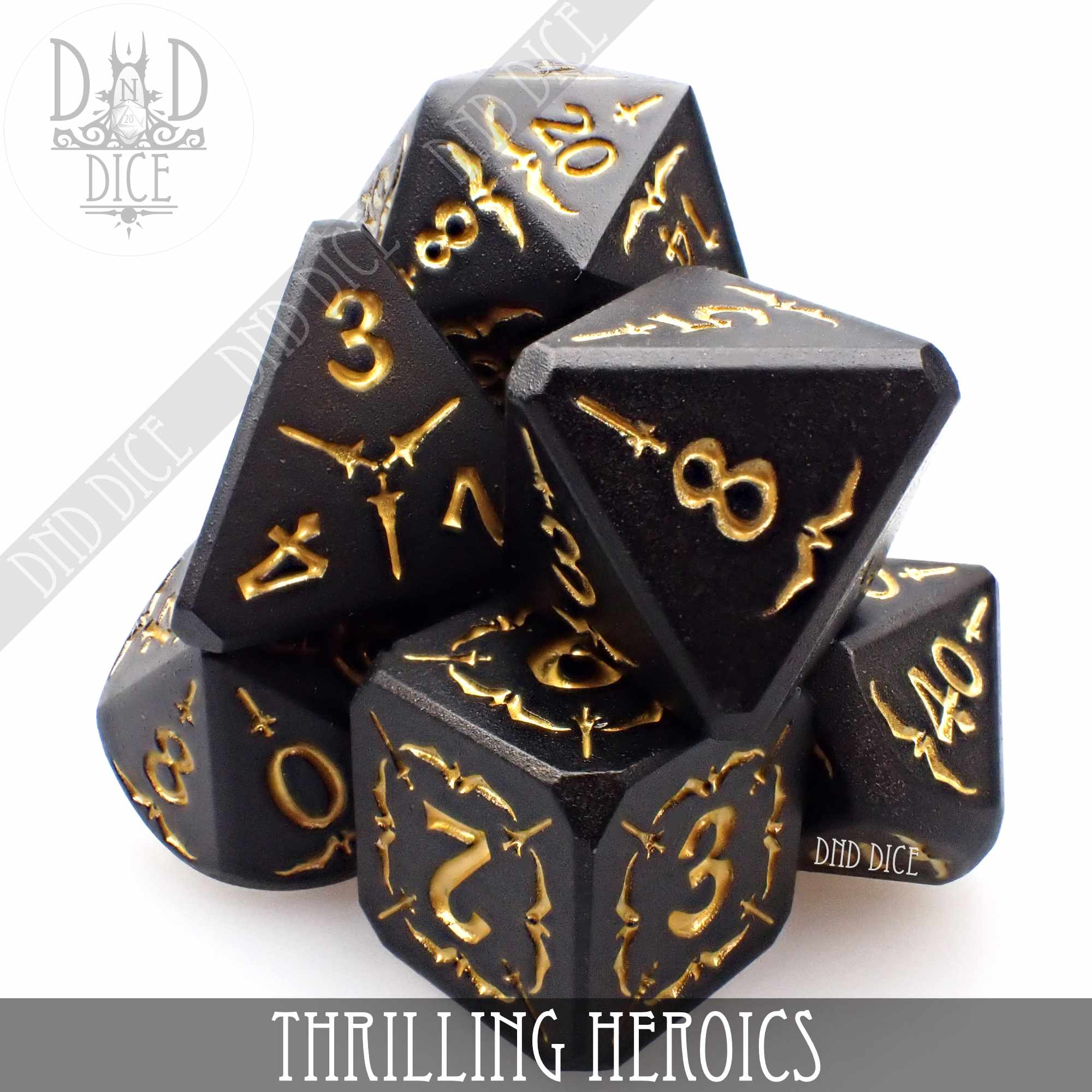 Thrilling Heroics Metal Dice Set - Bards & Cards