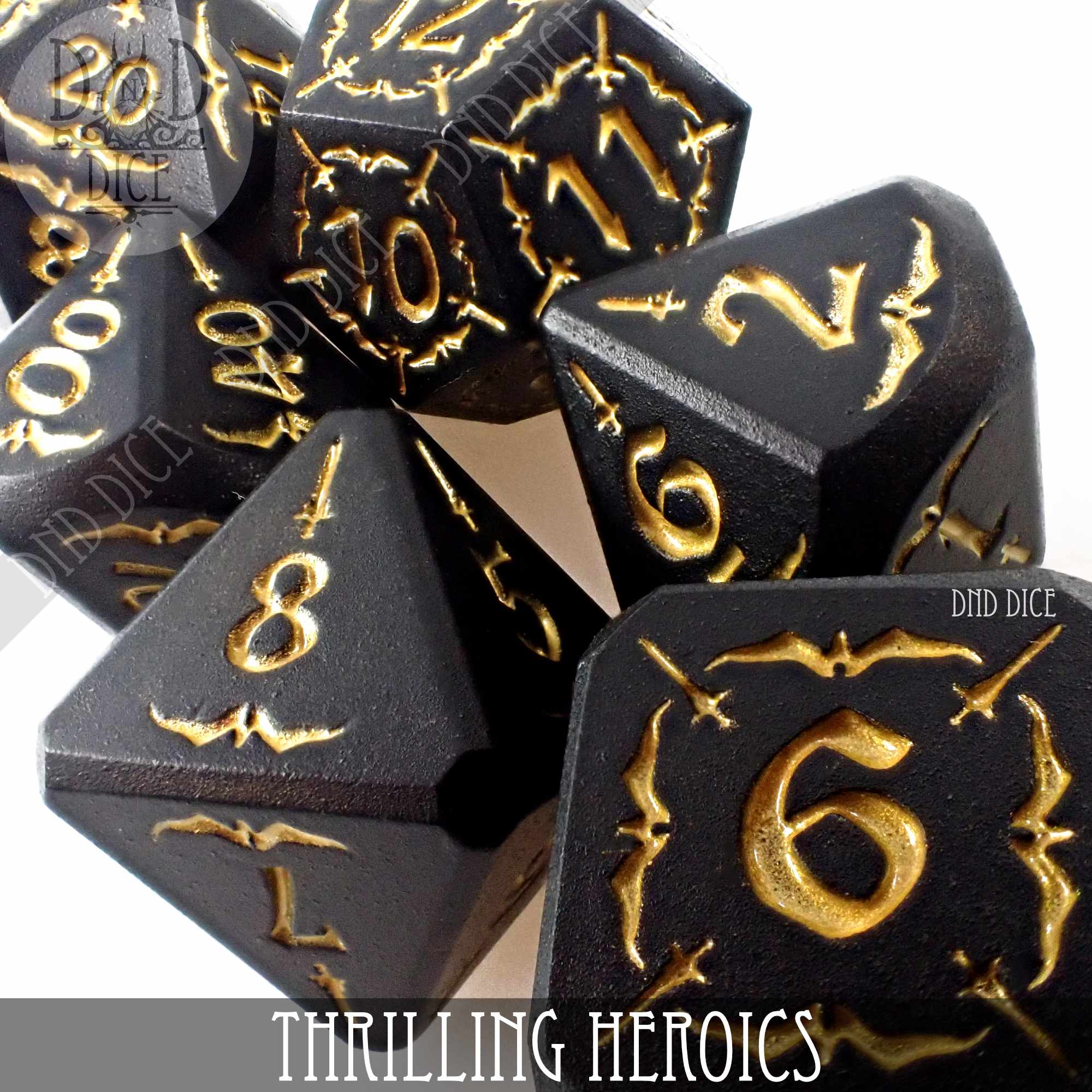 Thrilling Heroics Metal Dice Set - Bards & Cards