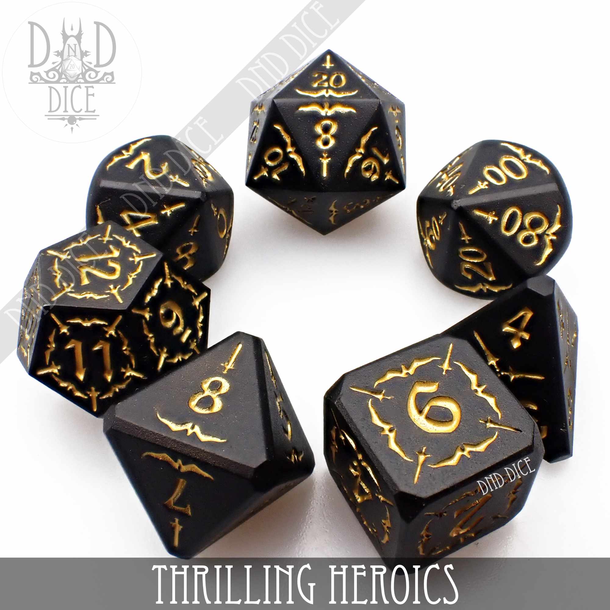 Thrilling Heroics Metal Dice Set - Bards & Cards