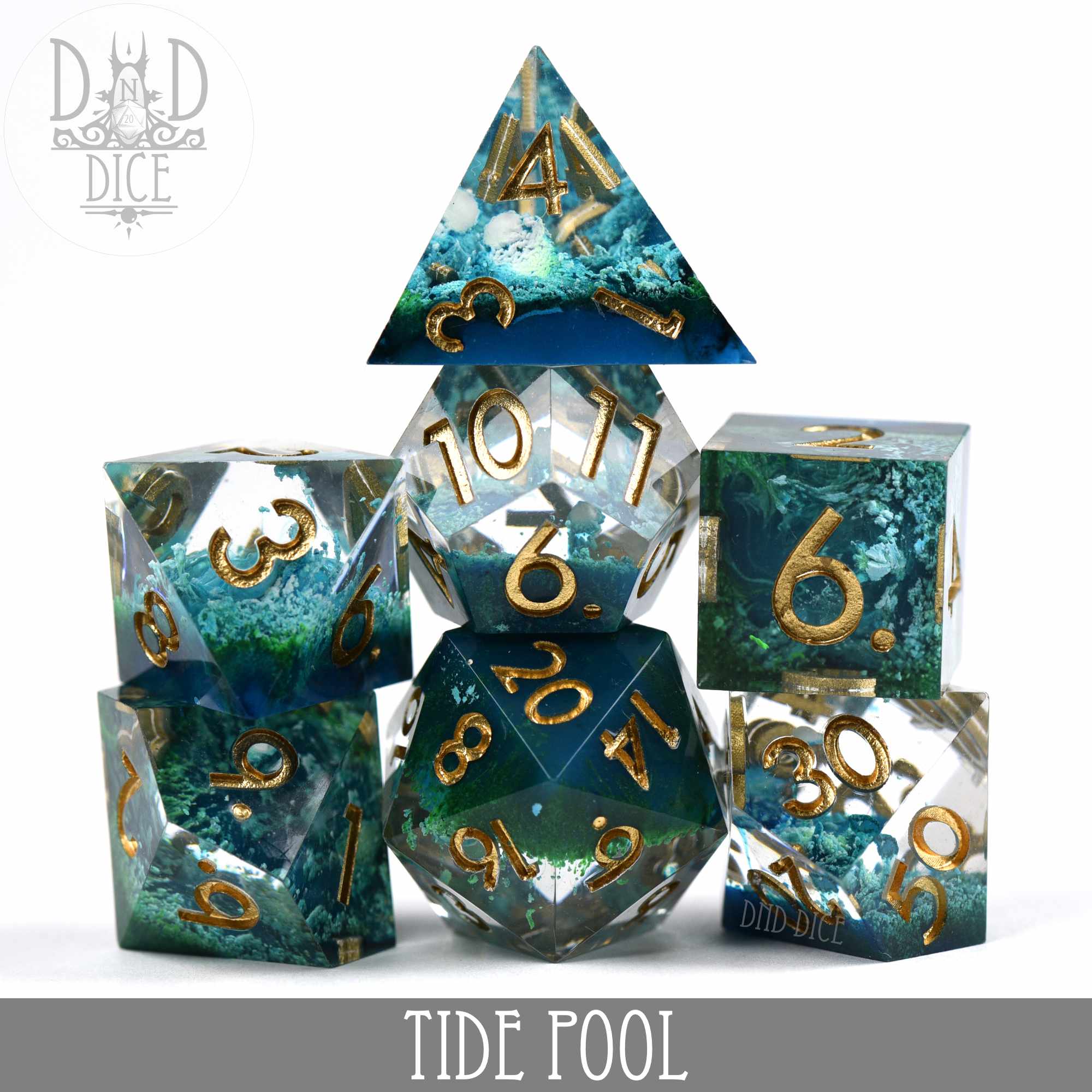 Tide Pool Handmade Dice Set - Bards & Cards