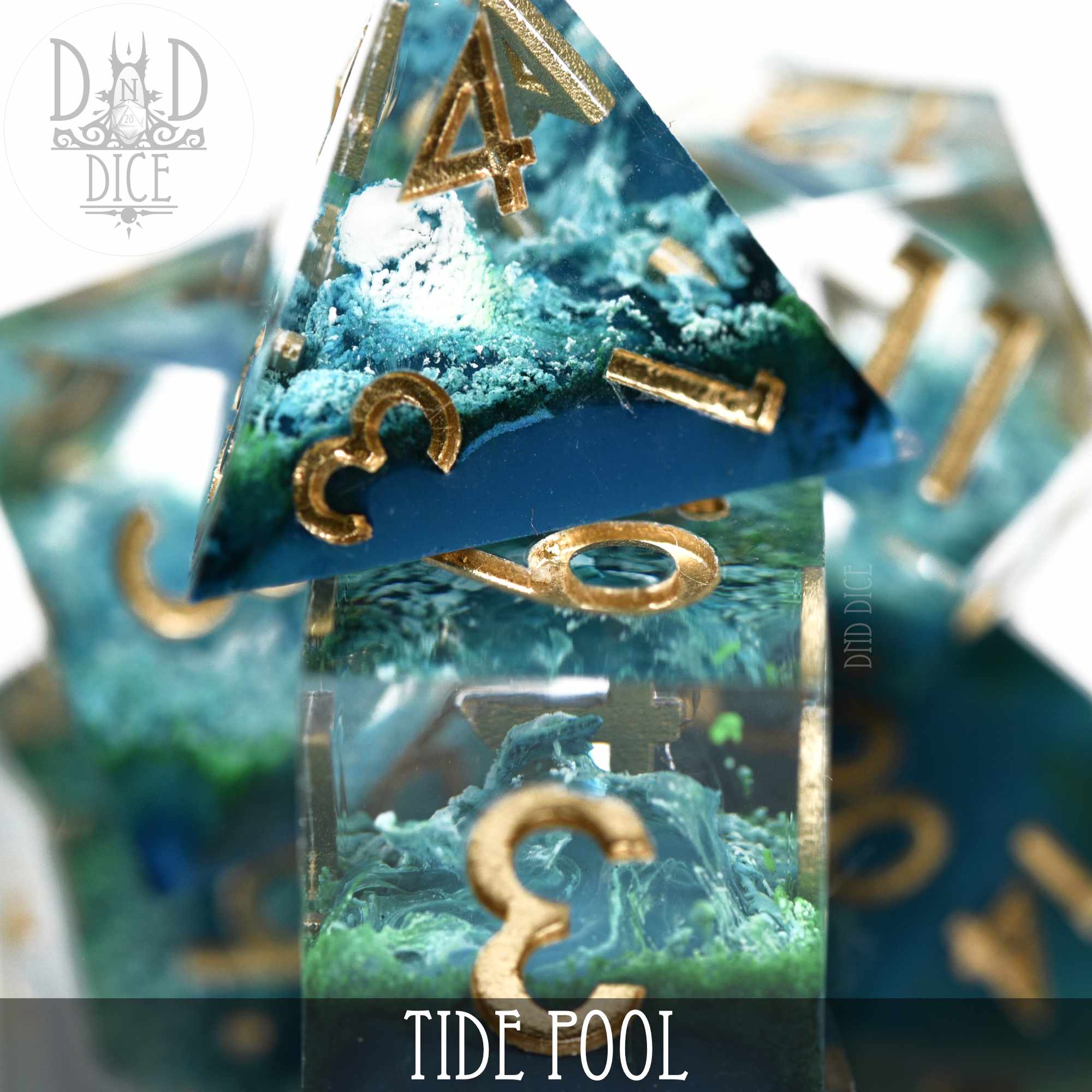 Tide Pool Handmade Dice Set - Bards & Cards