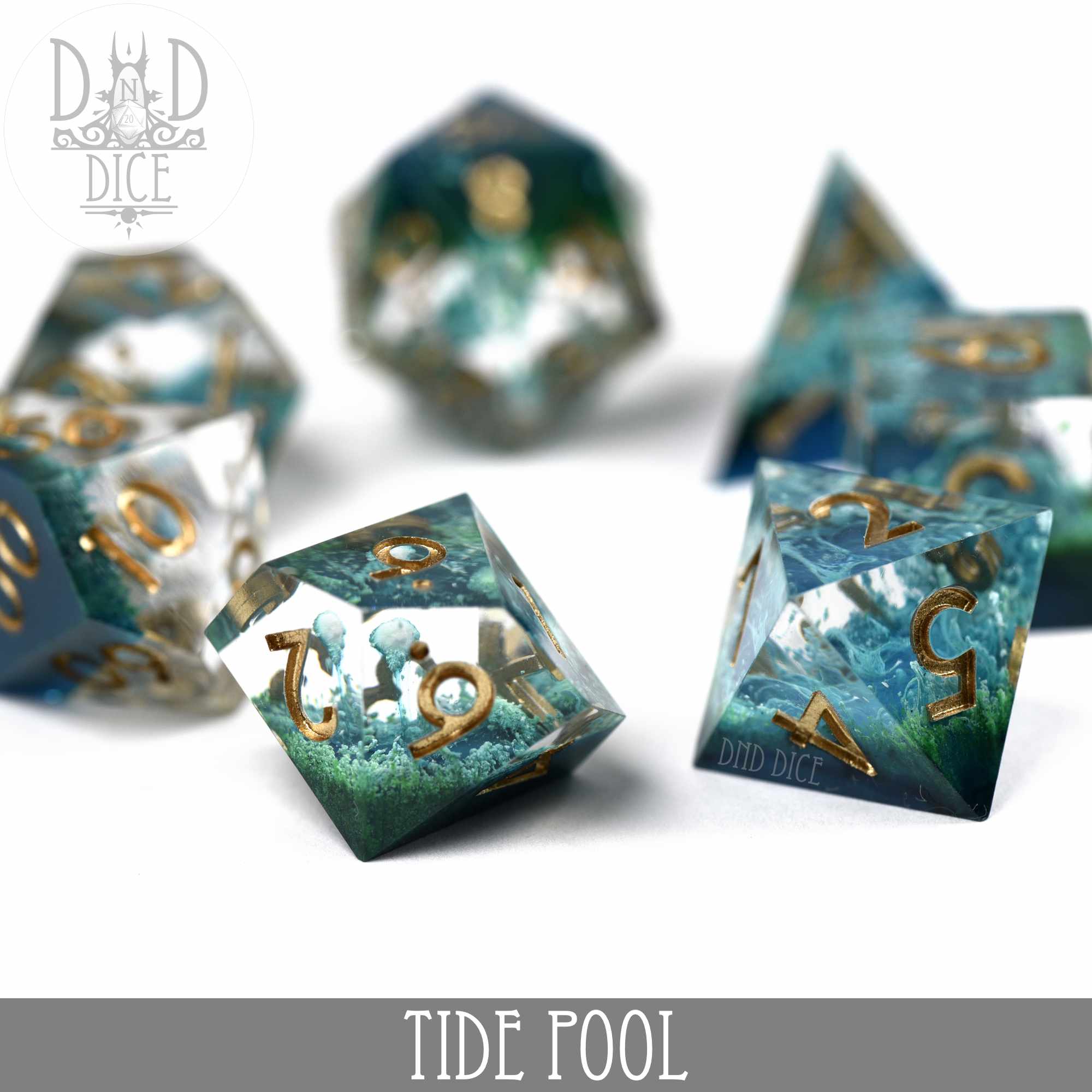 Tide Pool Handmade Dice Set - Bards & Cards