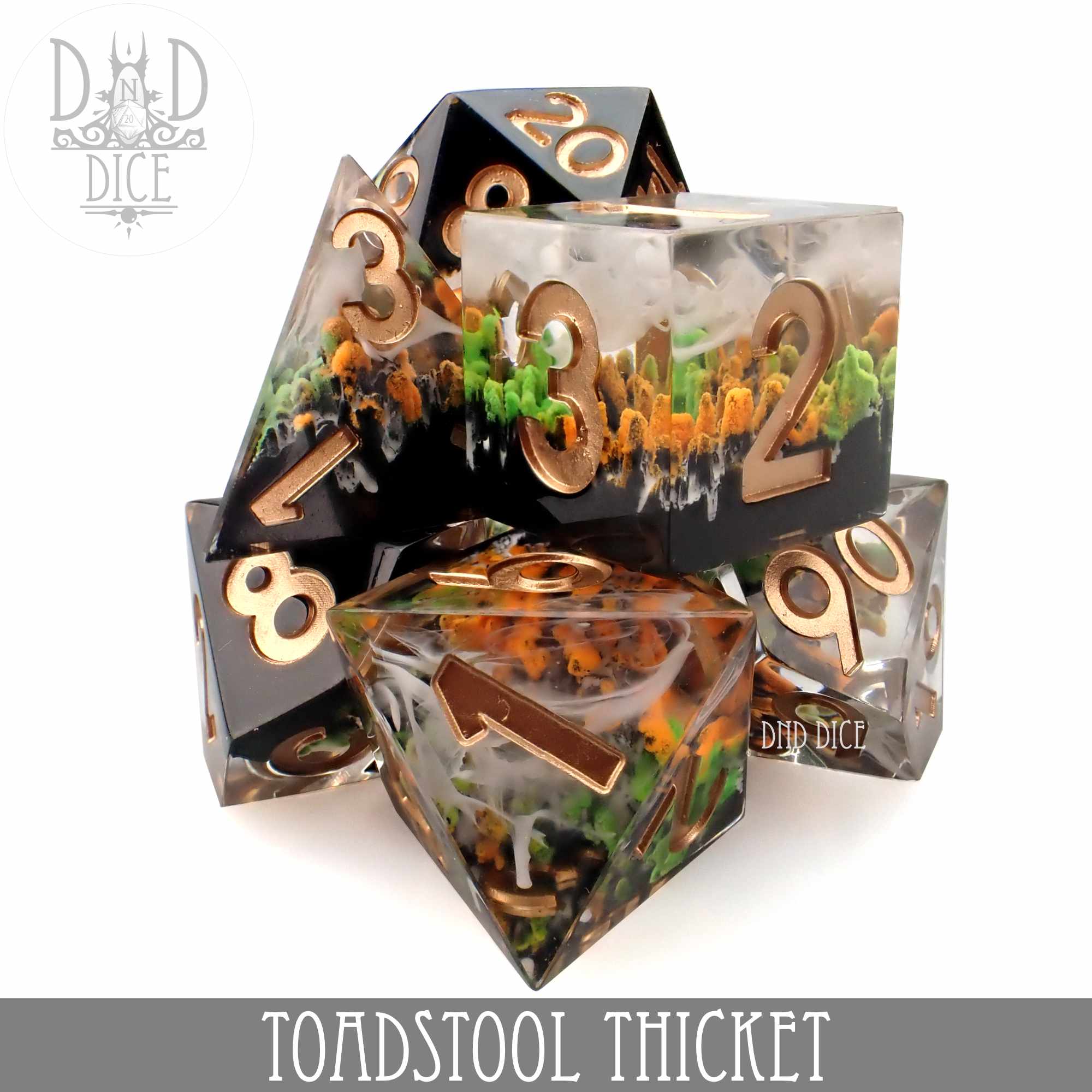 Toadstool Thicket Handmade Dice Set - Bards & Cards